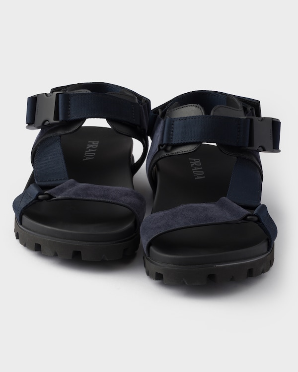 Suede and woven tape sporty sandal - Navy Suede and woven tape sporty sandal - Navy