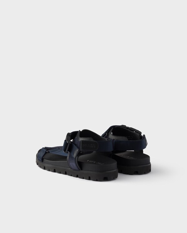Suede and woven tape sporty sandal - Navy Suede and woven tape sporty sandal - Navy