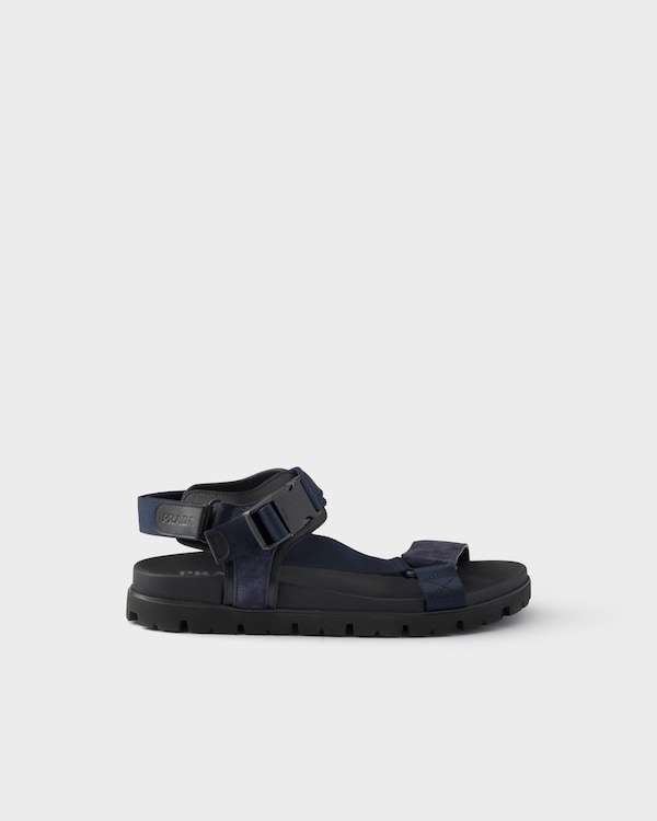 Suede and woven tape sporty sandal - Navy Suede and woven tape sporty sandal - Navy