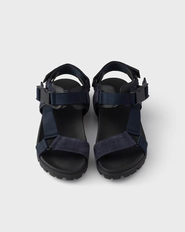 Suede and woven tape sporty sandal - Navy Suede and woven tape sporty sandal - Navy
