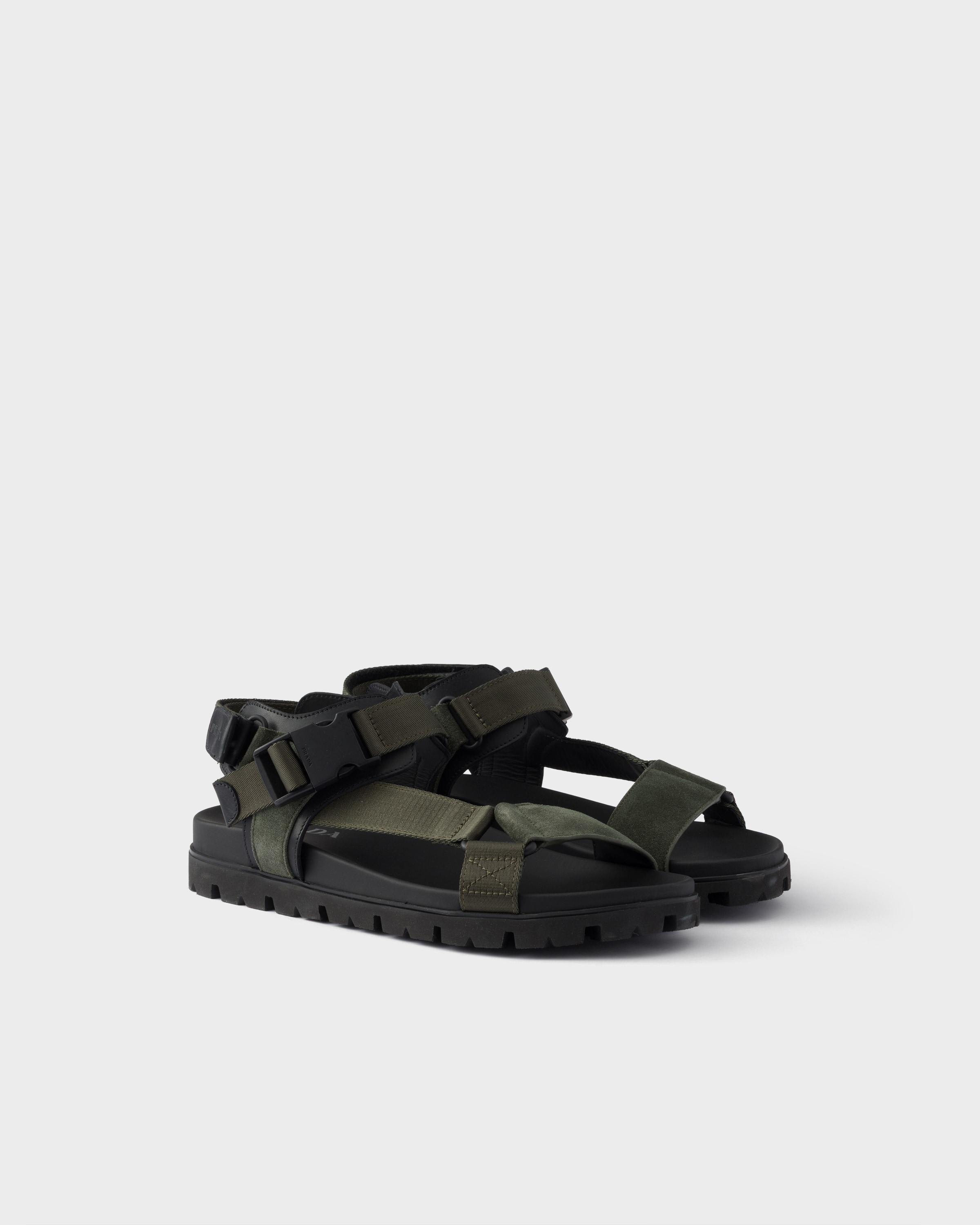 Selva Green Suede and woven tape sporty sandal | PRADA - Brazil