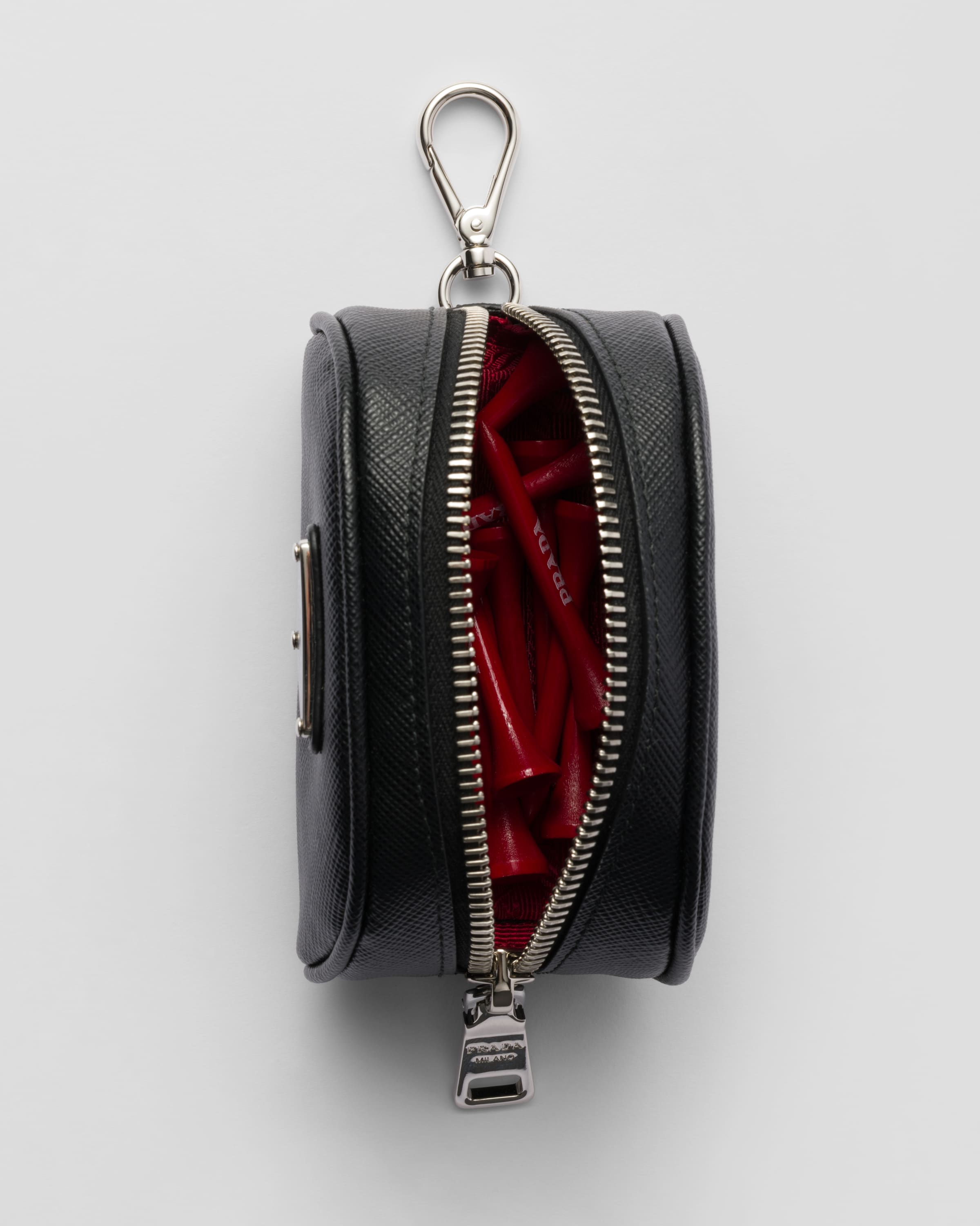 ブラック サフィアーノレザー ゴルフティーケース | PRADA