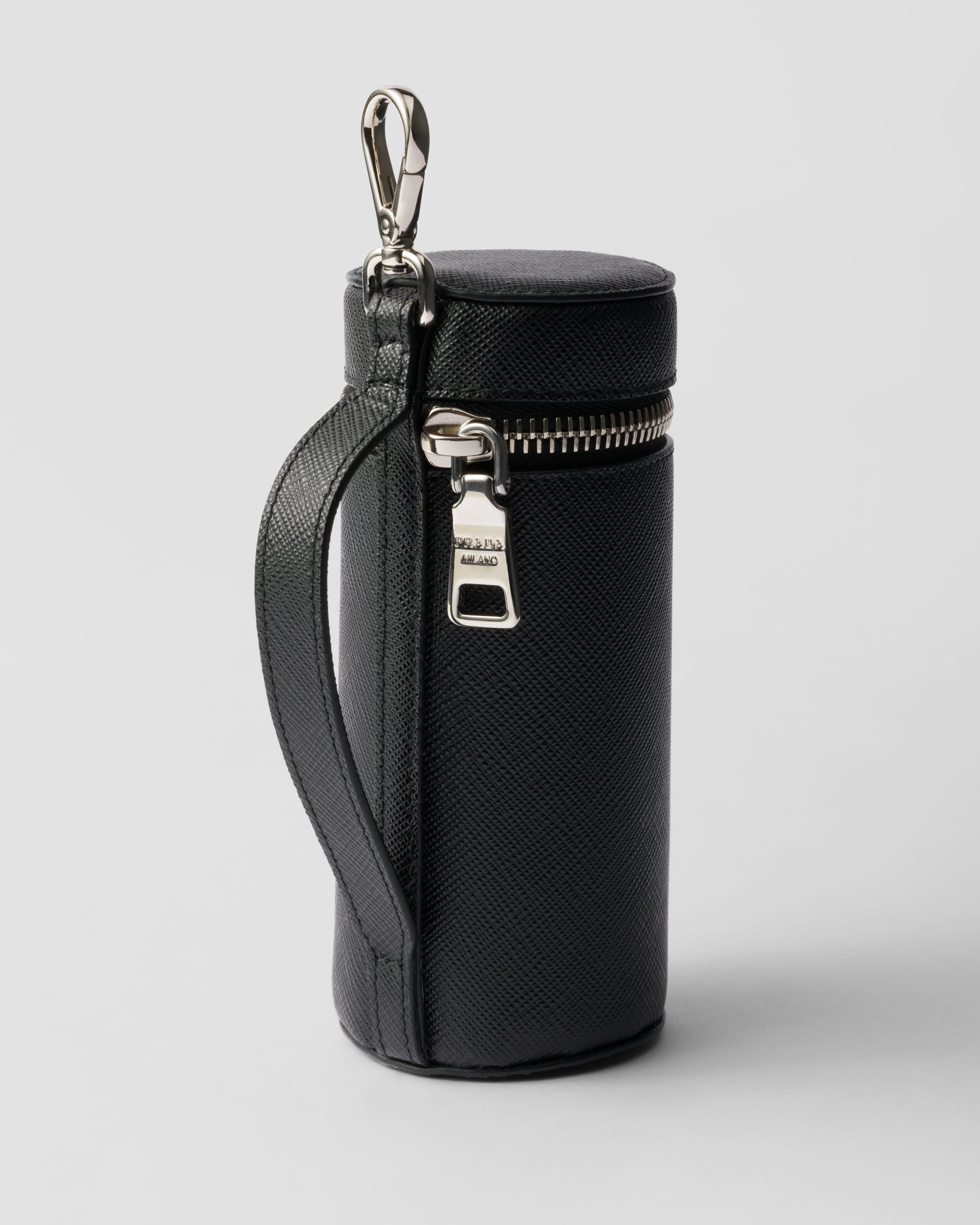 Prada Saffiano Leather Golf Ball Case In Schwarz