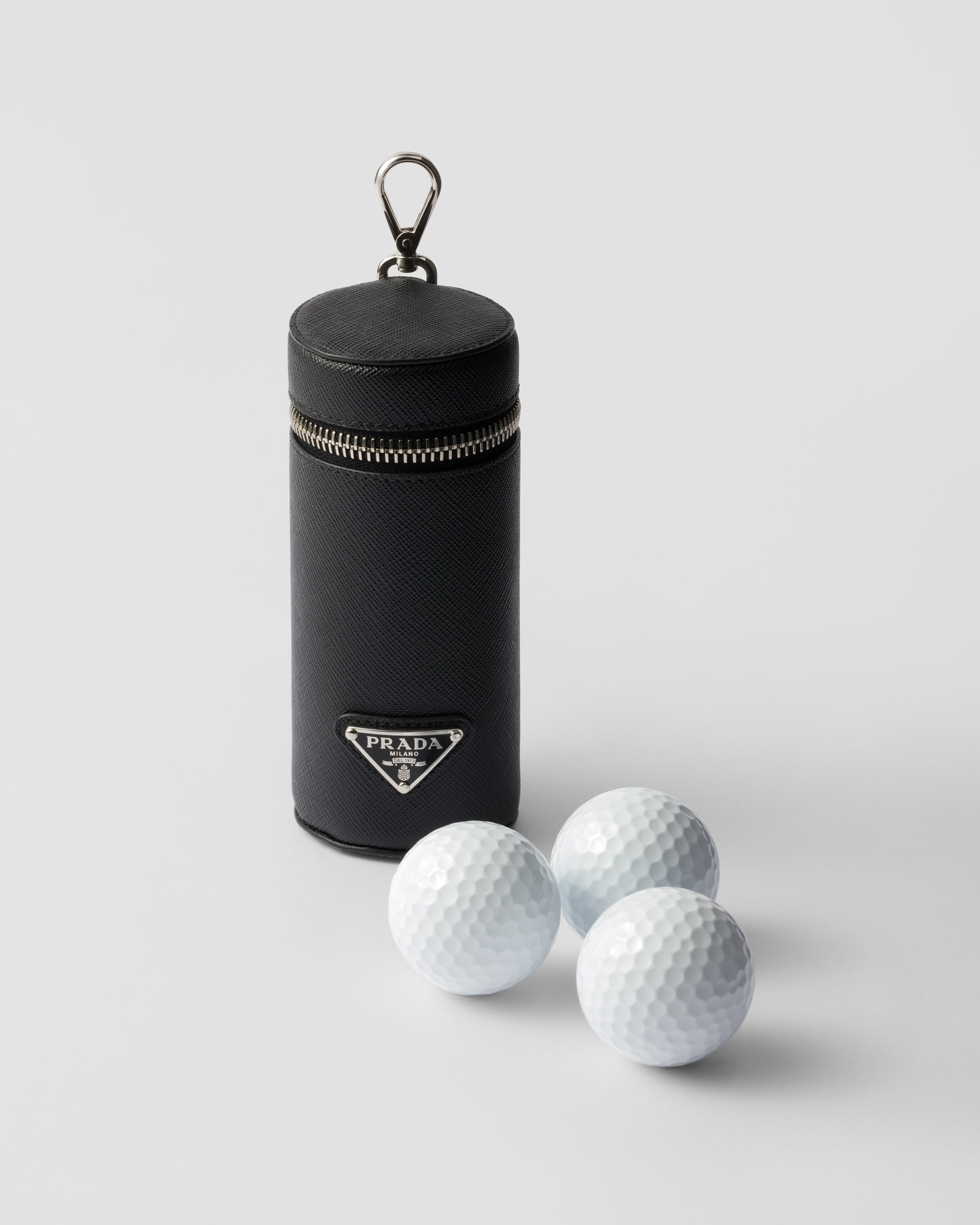 Prada Saffiano Leather Golf Ball Case, , Black