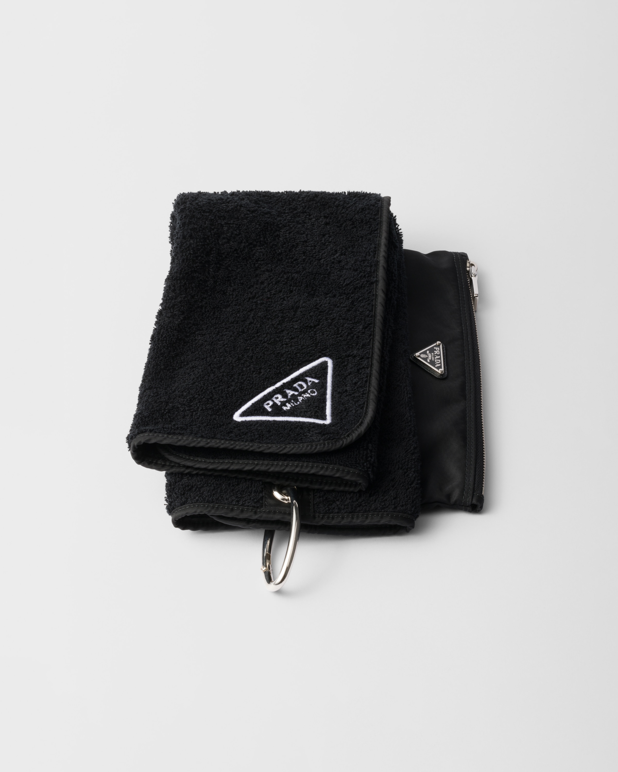 Prada Re-nylon Sport Towel Pouch In Black