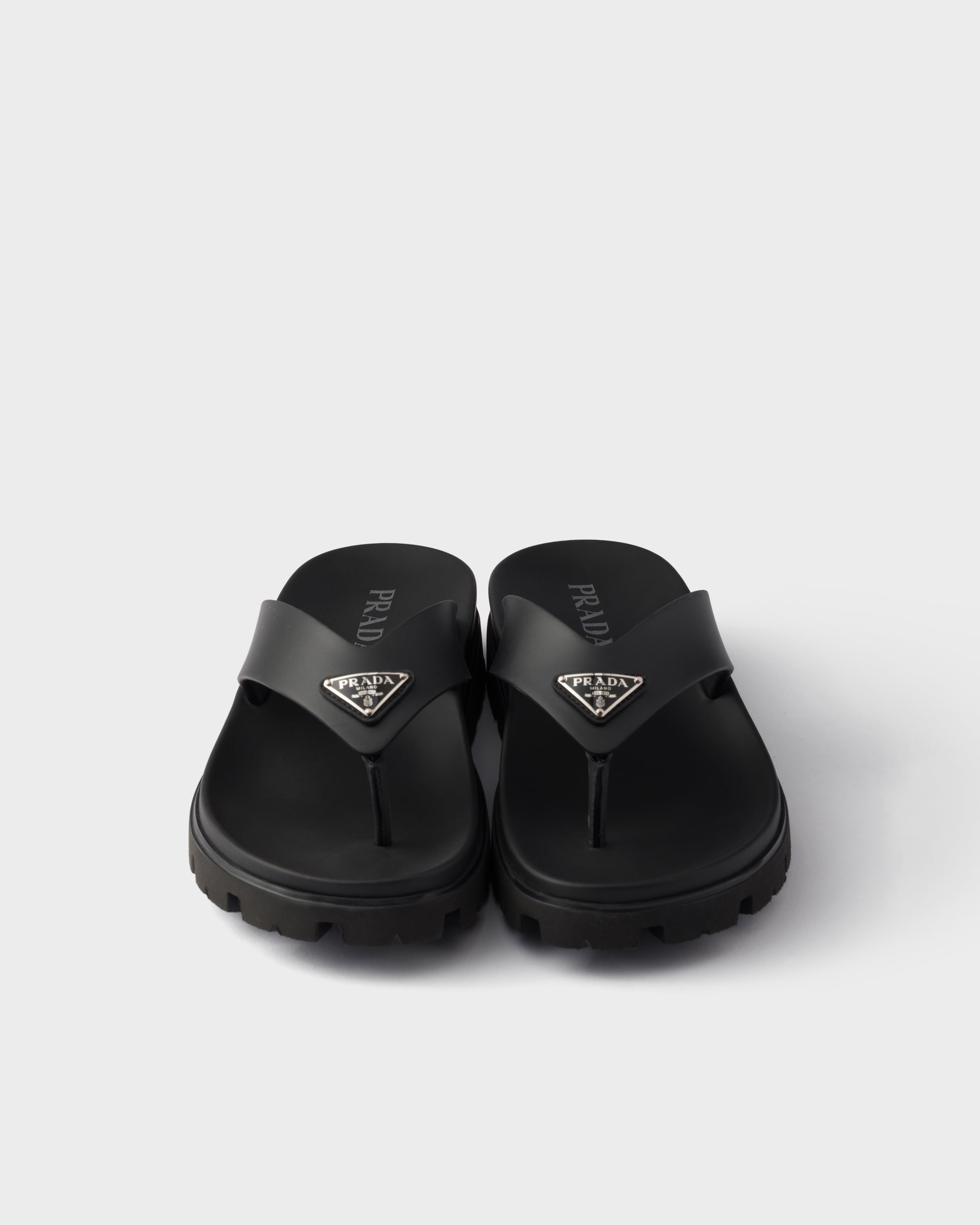 Black Rubber Thong Sandals | PRADA - United States