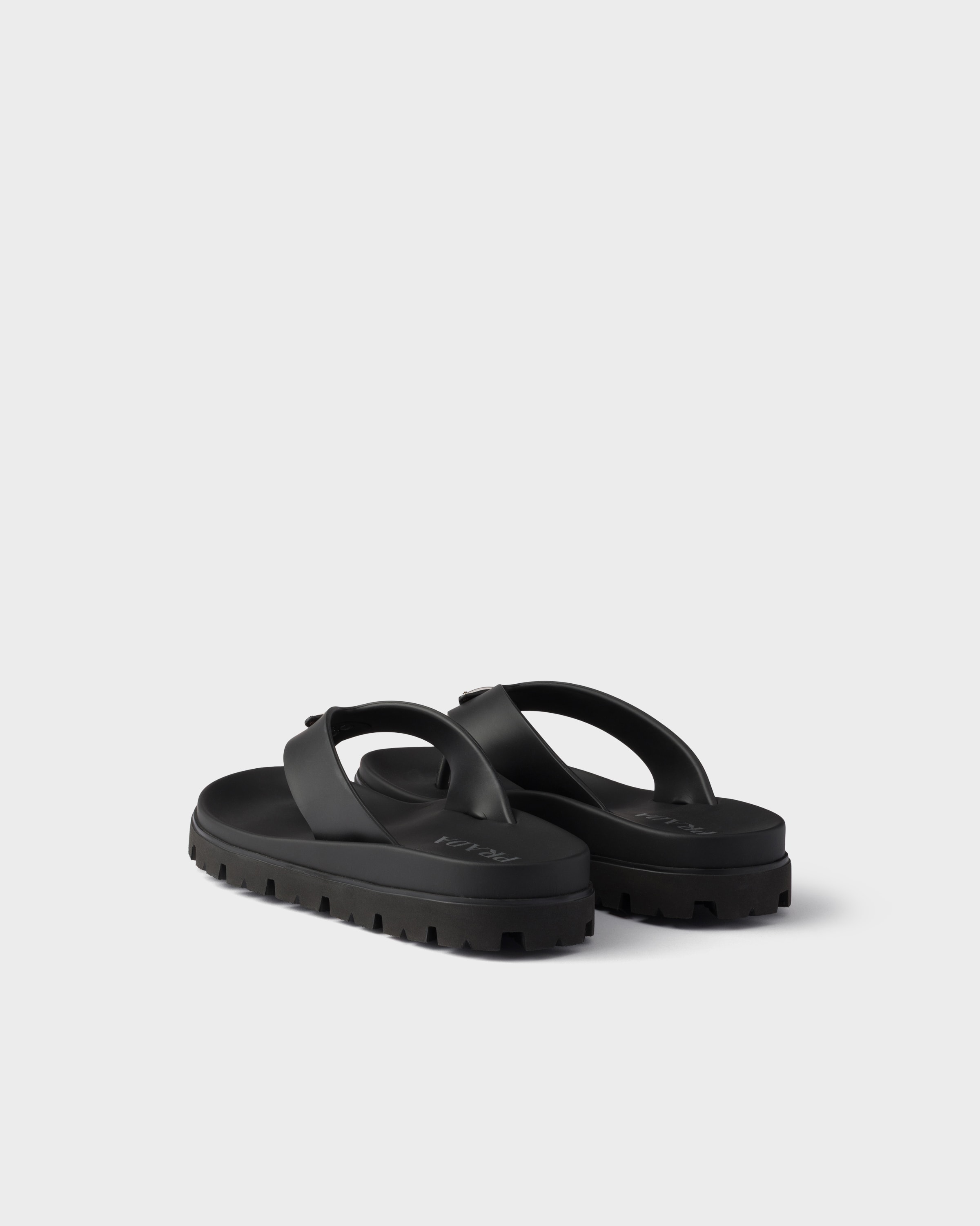 Black Rubber Thong Sandals | PRADA - United States