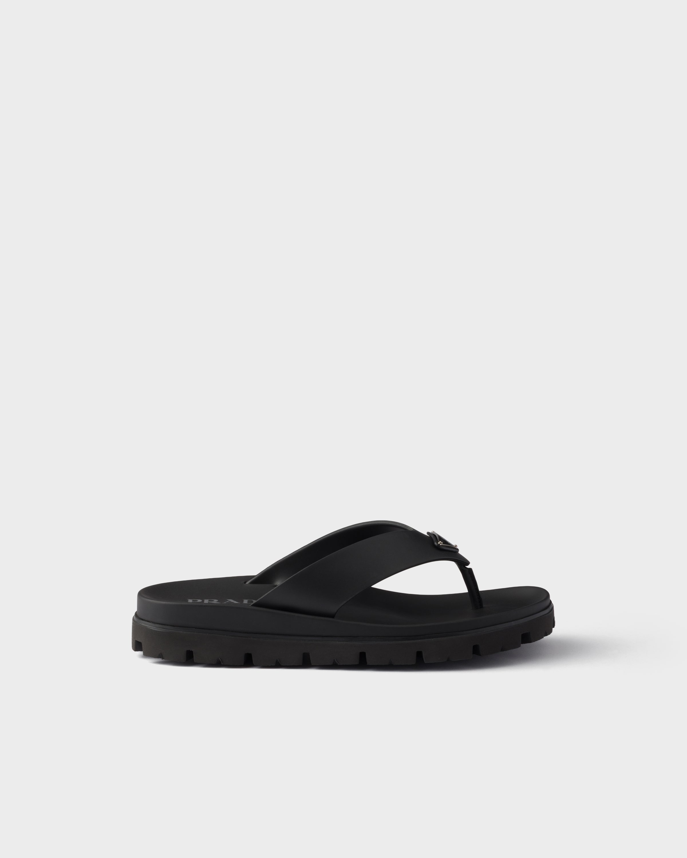 Prada Rubber Thong Sandals, Man, Black, Size 6,5