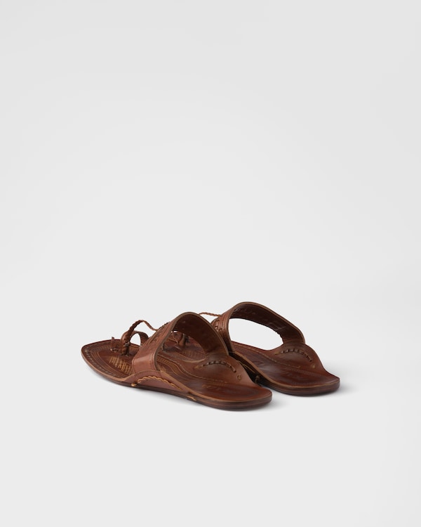 Prada Made in India x Inspired by Kolhapuri Chappal leather sandals - Brandy Prada Made in India x Inspired by Kolhapuri Chappal leather sandals - Brandy