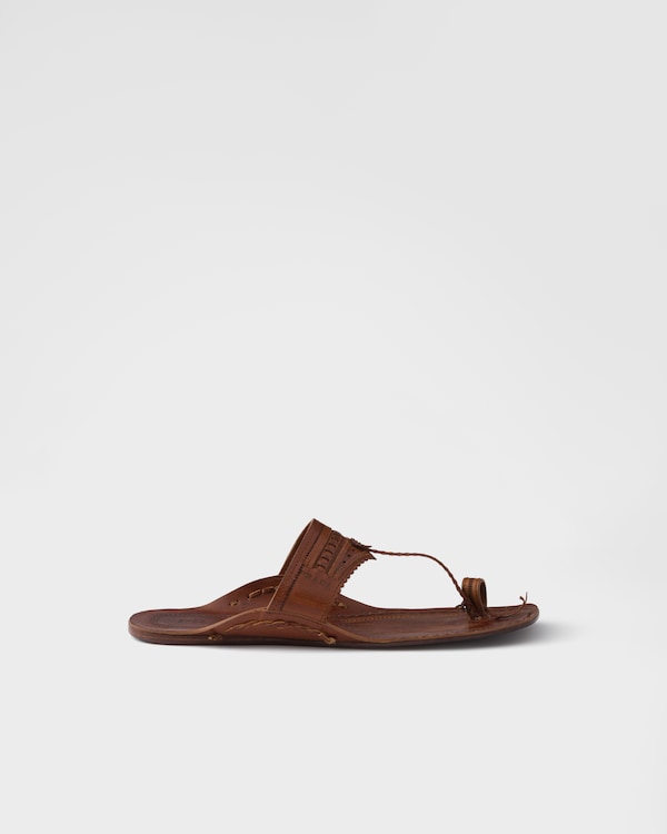 Prada Made in India x Inspired by Kolhapuri Chappal leather sandals - Brandy Prada Made in India x Inspired by Kolhapuri Chappal leather sandals - Brandy