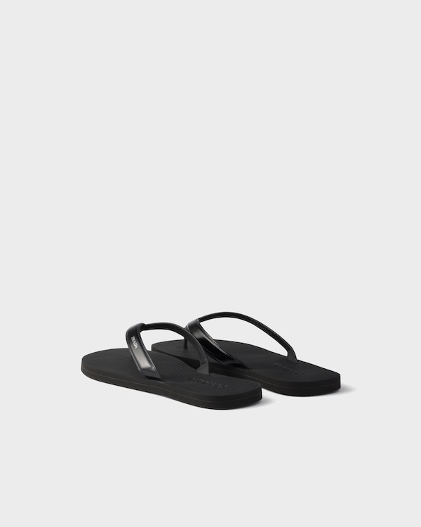 Brushed leather flip-flops - Black Brushed leather flip-flops - Black