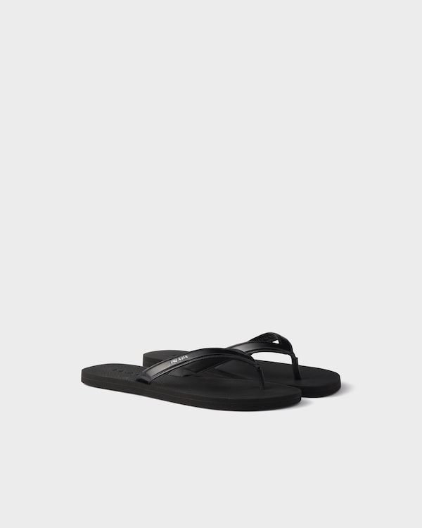 Brushed leather flip-flops - Black Brushed leather flip-flops - Black