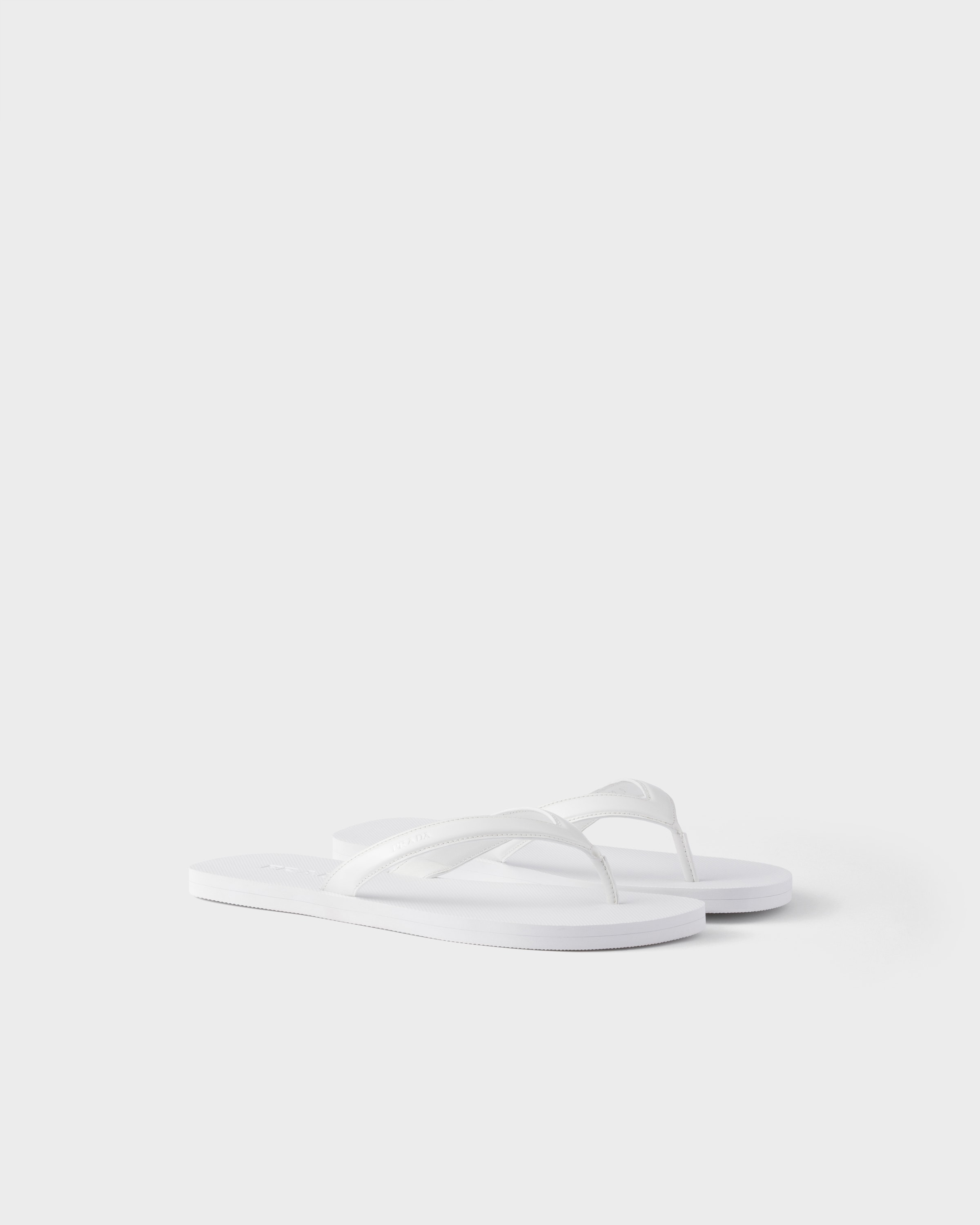 White Brushed Leather Flip-flops | PRADA - United States
