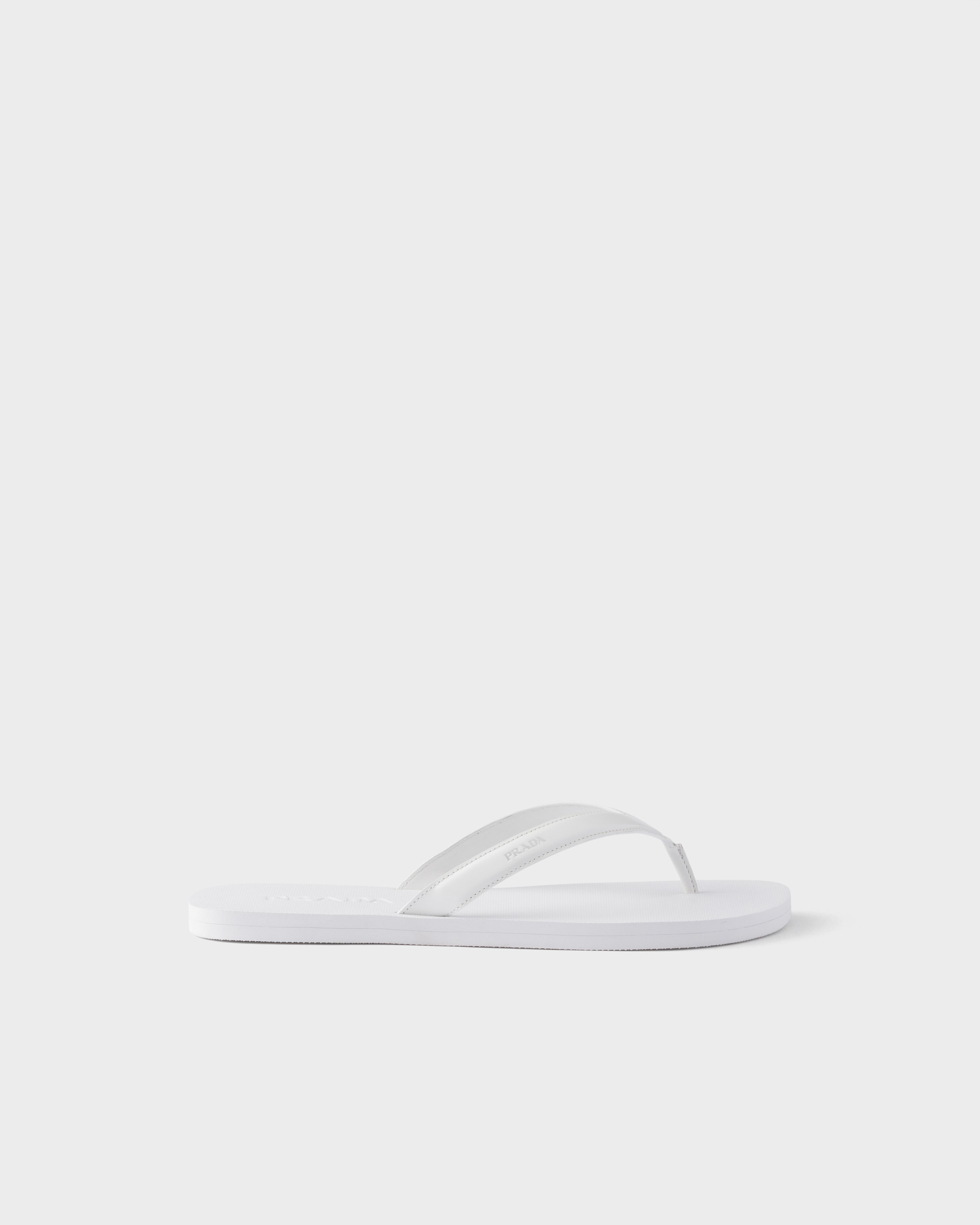 Prada Brushed Leather Flip-flops, Man, White, Size 7