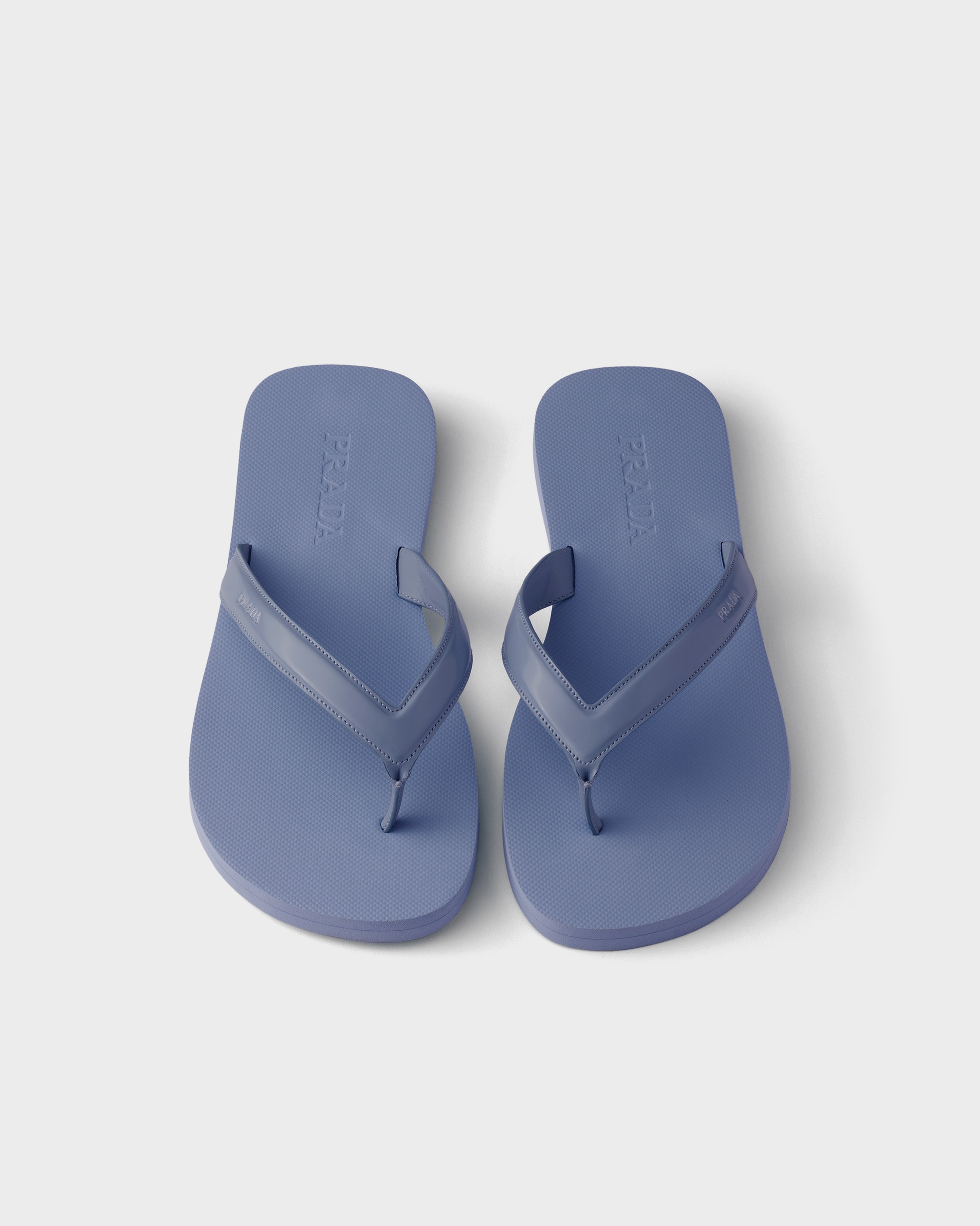 Aviation Blue Brushed Leather Flip-flops | PRADA - United States