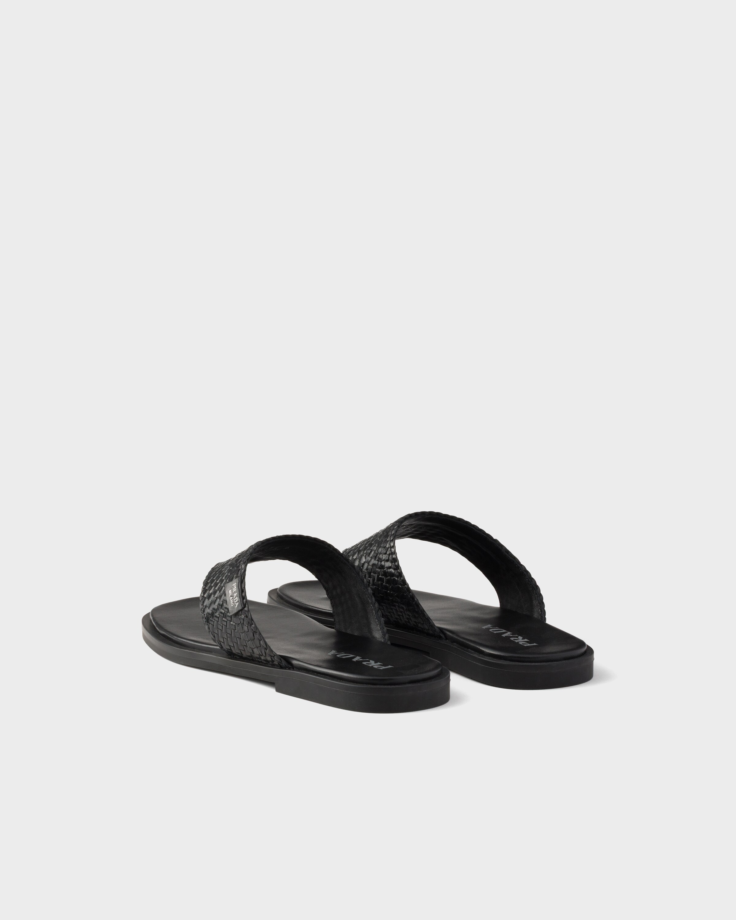 Black Leather Thong Sandals | PRADA