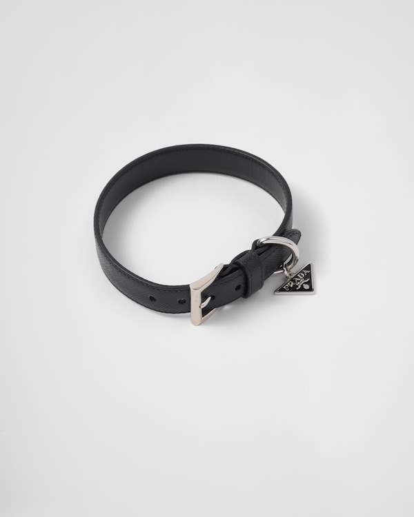Collier pour animal de compagnie en cuir Saffiano - Noir Collier pour animal de compagnie en cuir Saffiano - Noir