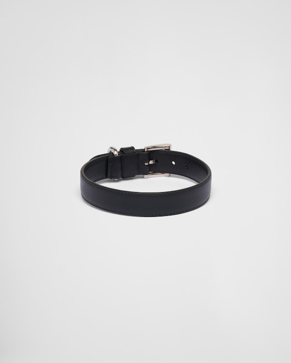 Collier pour animal de compagnie en cuir Saffiano - Noir Collier pour animal de compagnie en cuir Saffiano - Noir