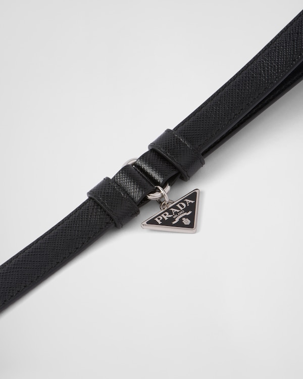 Laisse pour animal de compagnie en cuir Saffiano - Noir Laisse pour animal de compagnie en cuir Saffiano - Noir