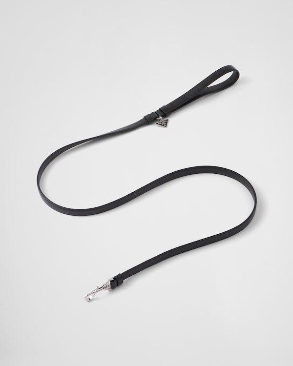 Laisse pour animal de compagnie en cuir Saffiano - Noir Laisse pour animal de compagnie en cuir Saffiano - Noir