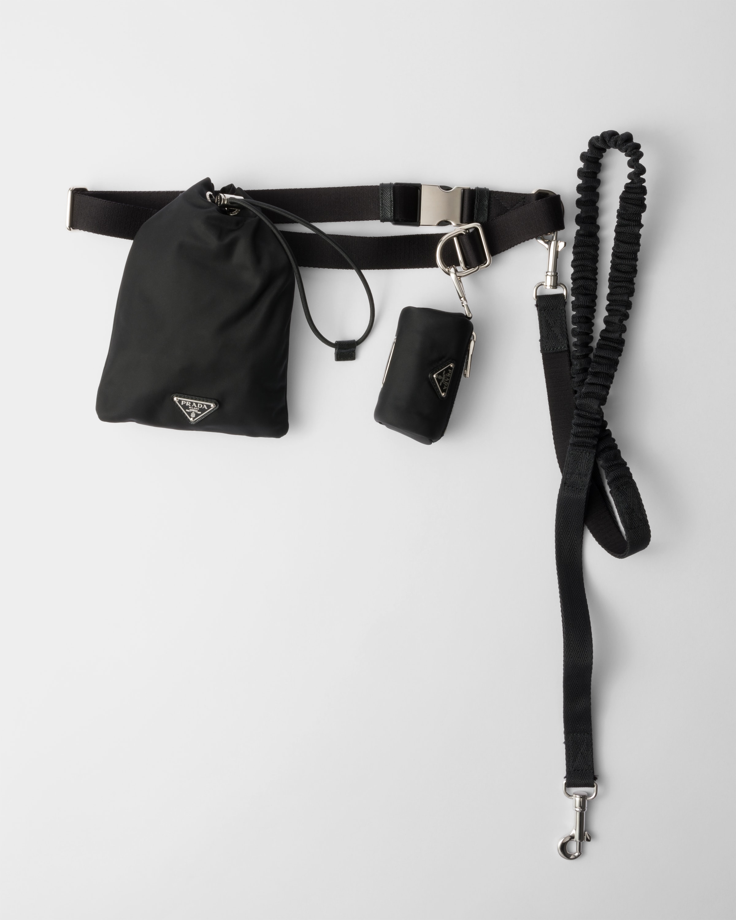 Prada Re-nylon Pet Leash In Black