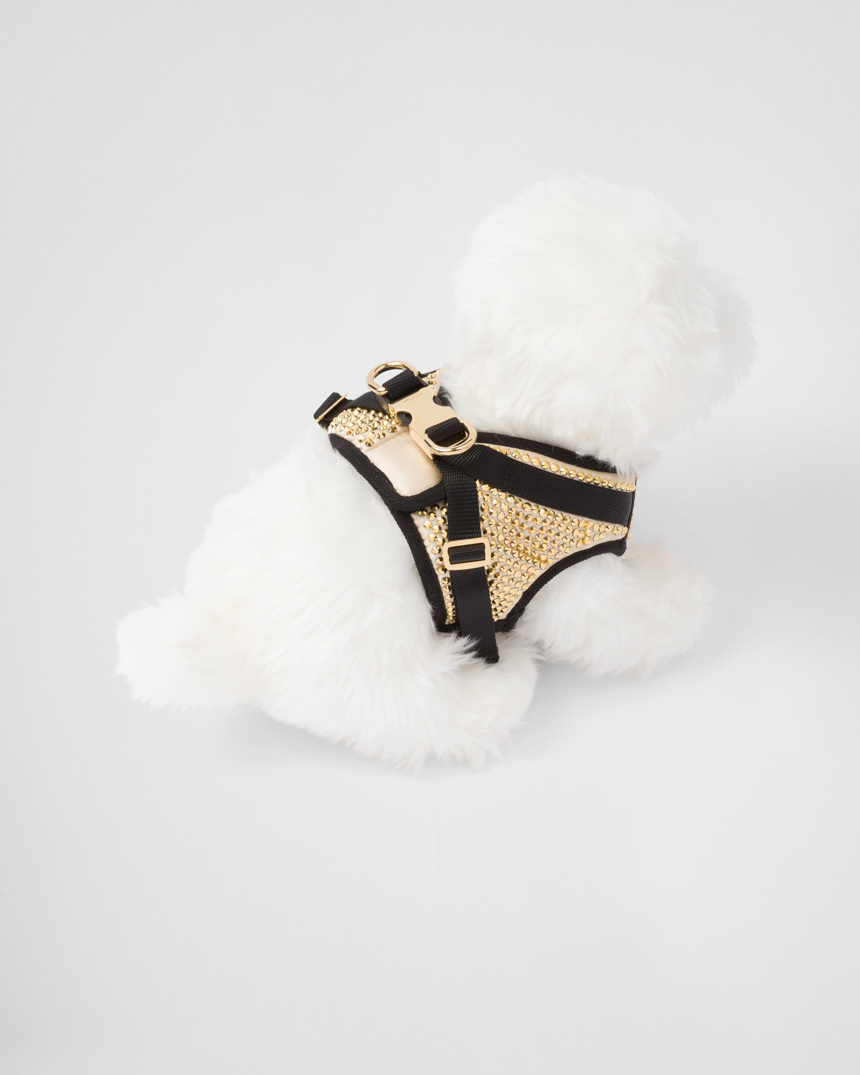 Platinum Crystalstudded Satin Dog Harness PRADA