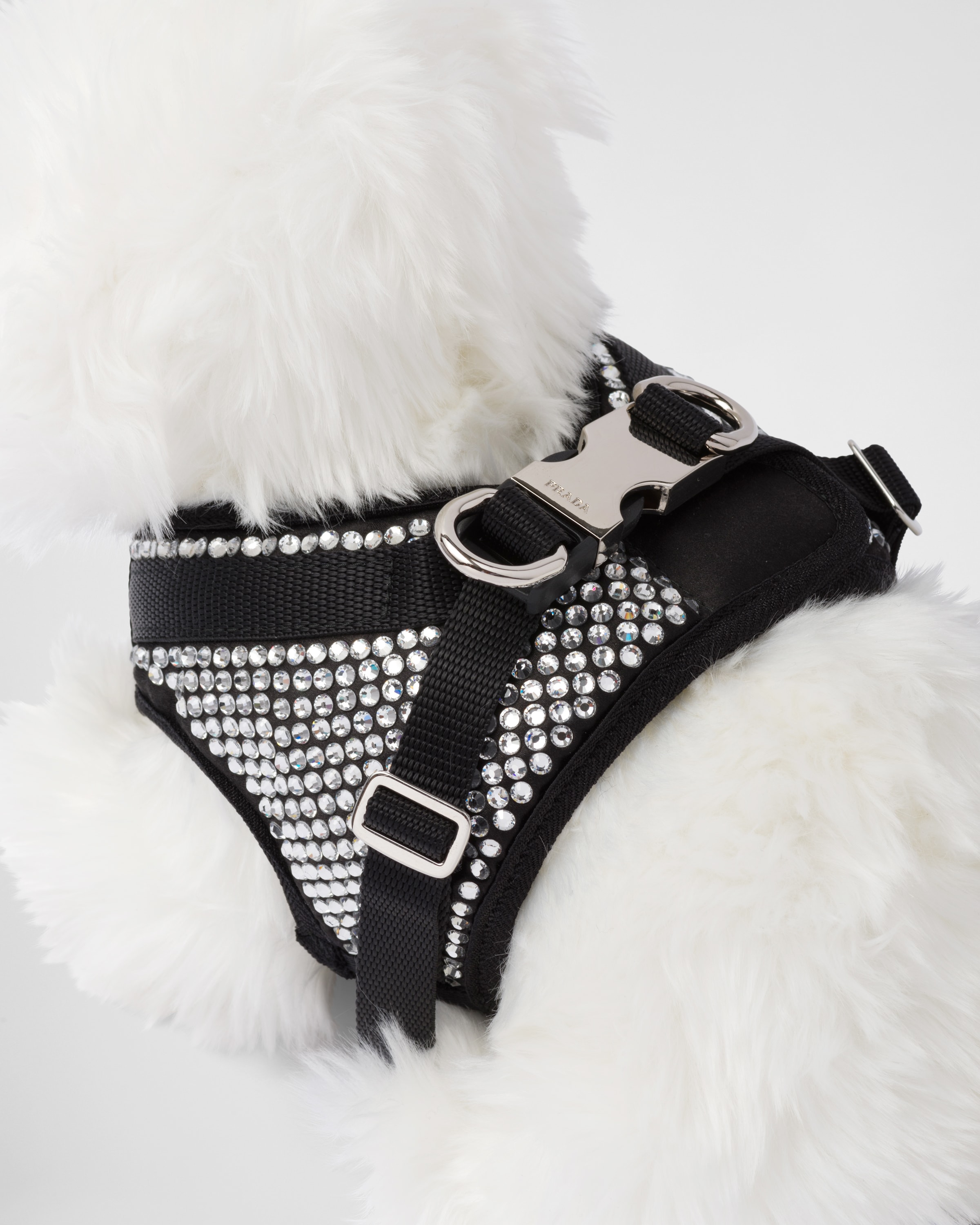 Crystal Crystal studded Satin Dog Harness PRADA