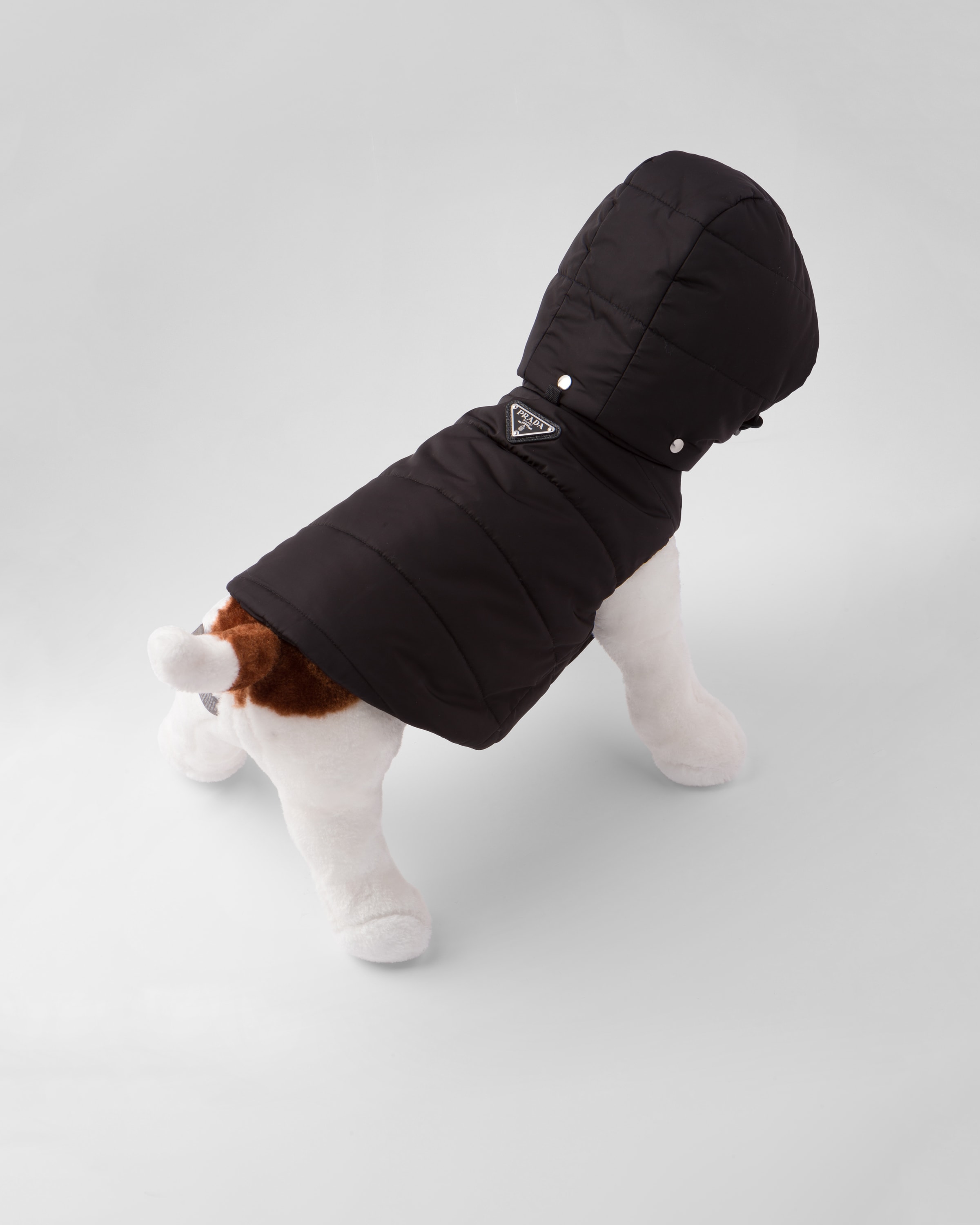 Black Nylon puffer dog coat with hood | Prada