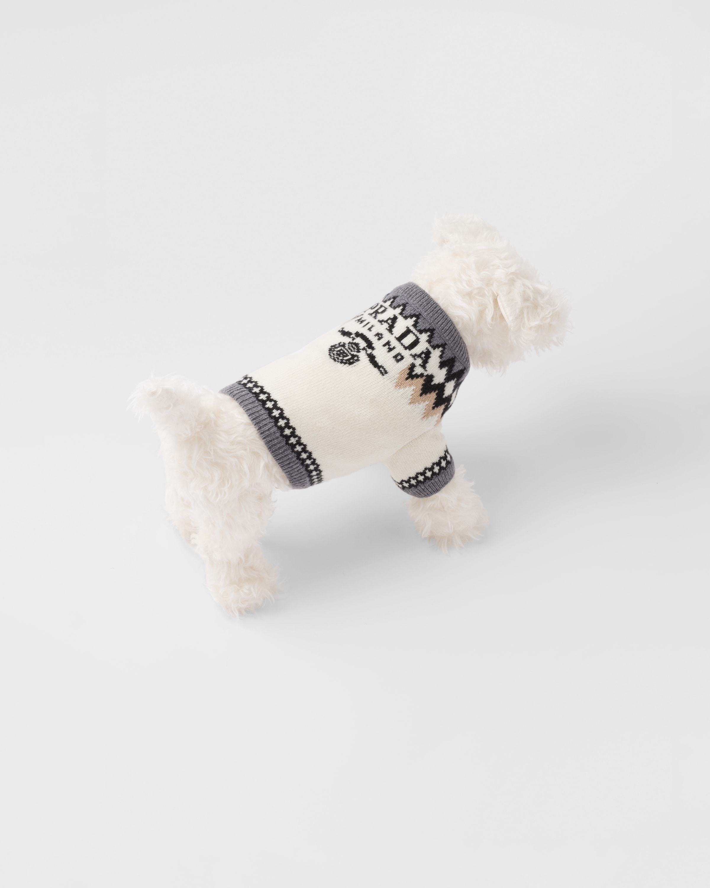 Camel Brown Wool and cashmere dog sweater | Prada