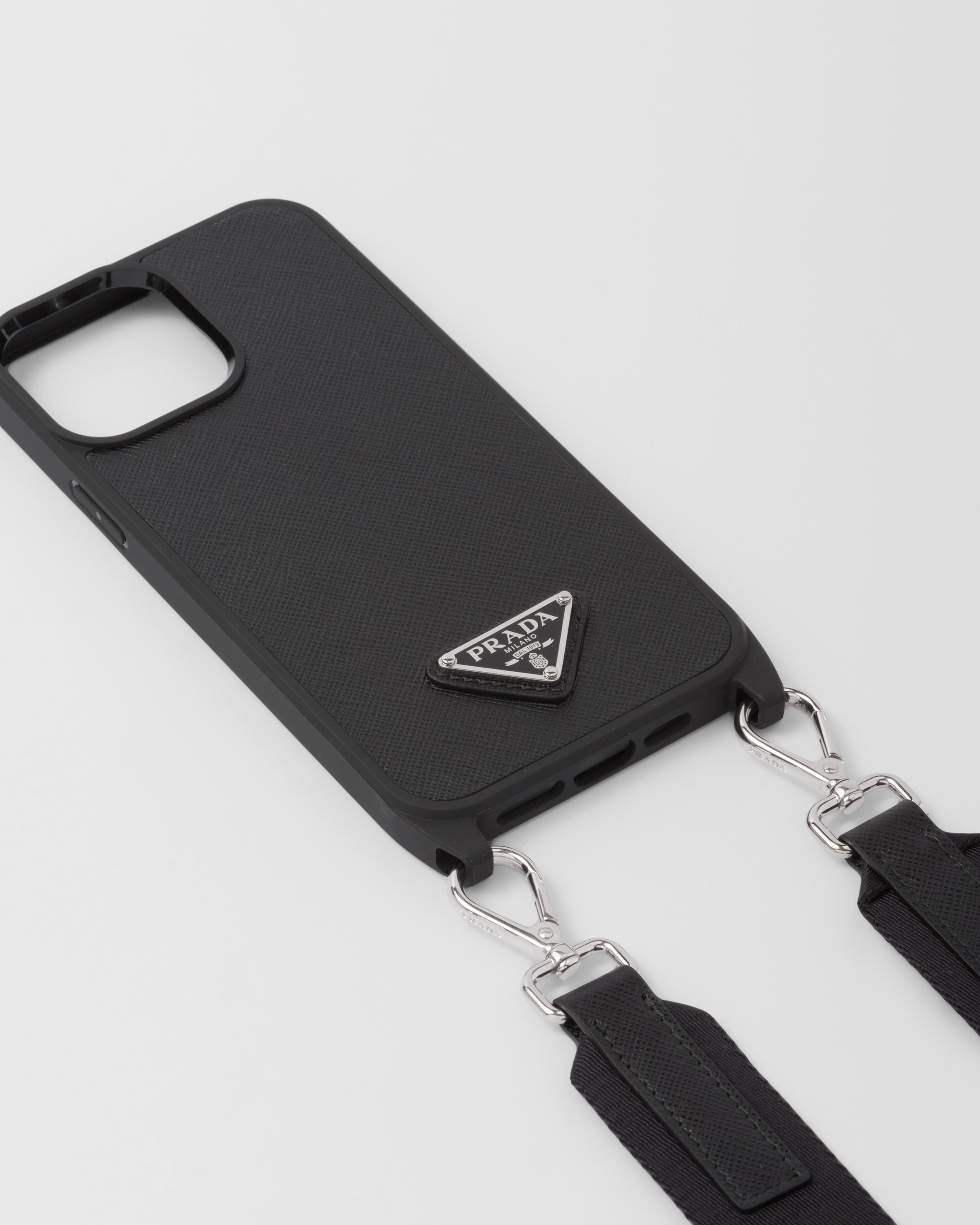 Black Saffiano leather iPhone 13 Pro Max case Prada