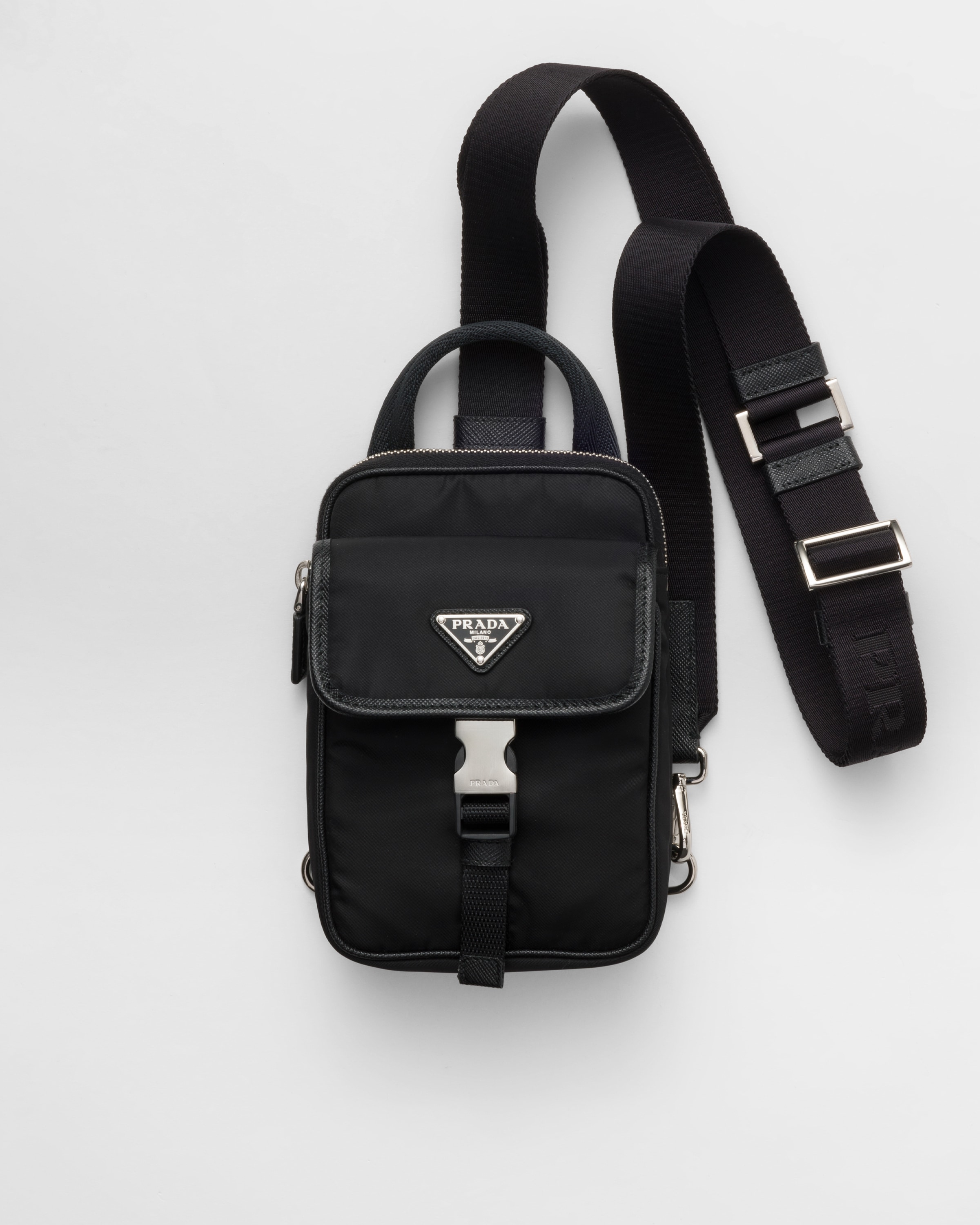 Black Re nylon And Saffiano Leather Smartphone Case PRADA