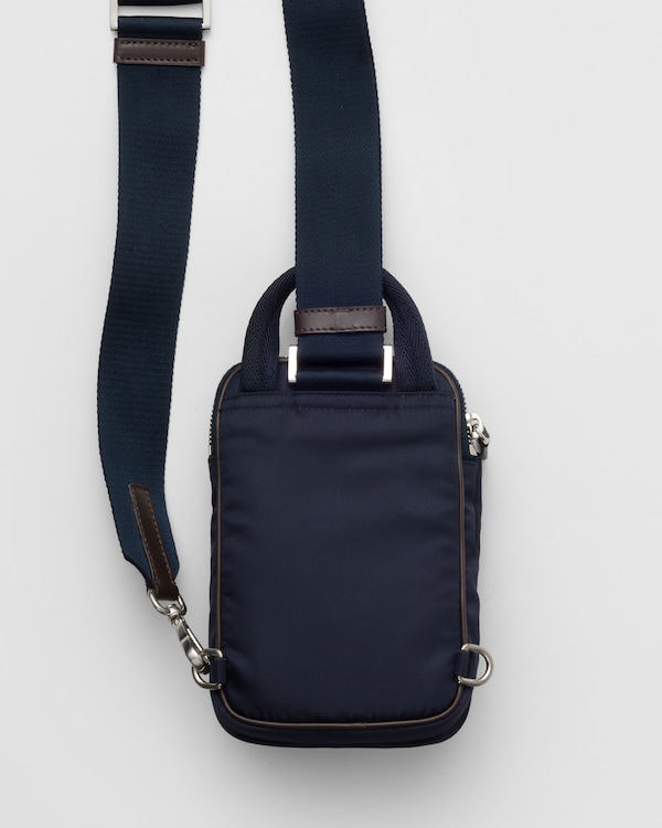 Re-Nylon and leather smartphone case - Blue/Coffee Re-Nylon and leather smartphone case - Blue/Coffee