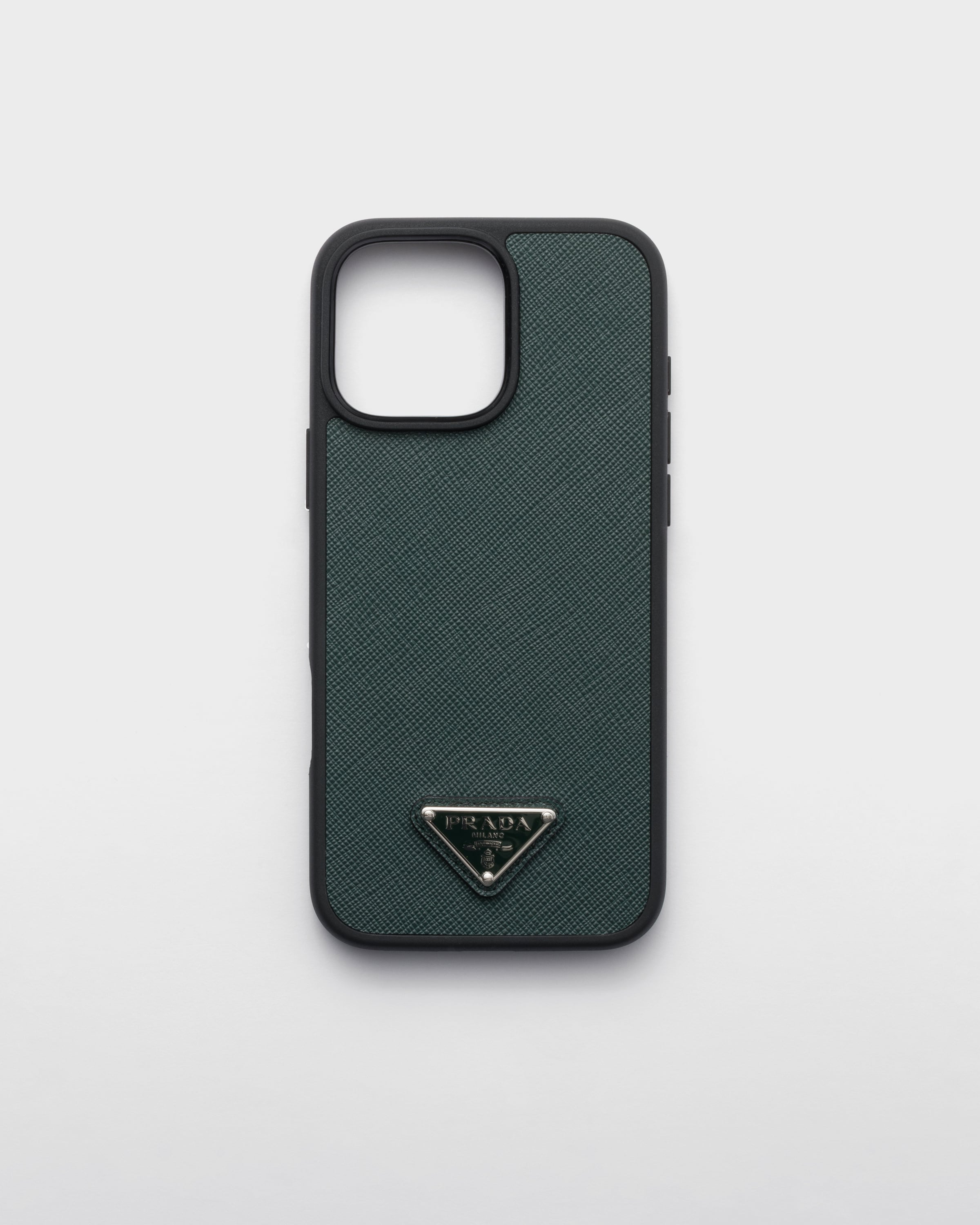Emerald Green Saffiano leather case for iPhone 16 Pro Max