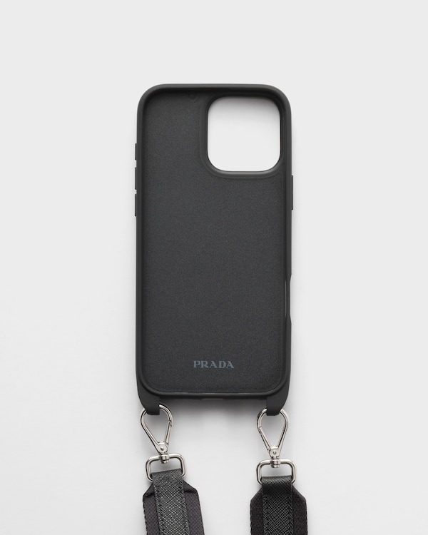 Saffiano leather case for iPhone 16 Pro Max - Black Saffiano leather case for iPhone 16 Pro Max - Black