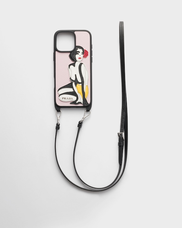 ブラック サフィアーノレザー イヤフォンケース | PRADA