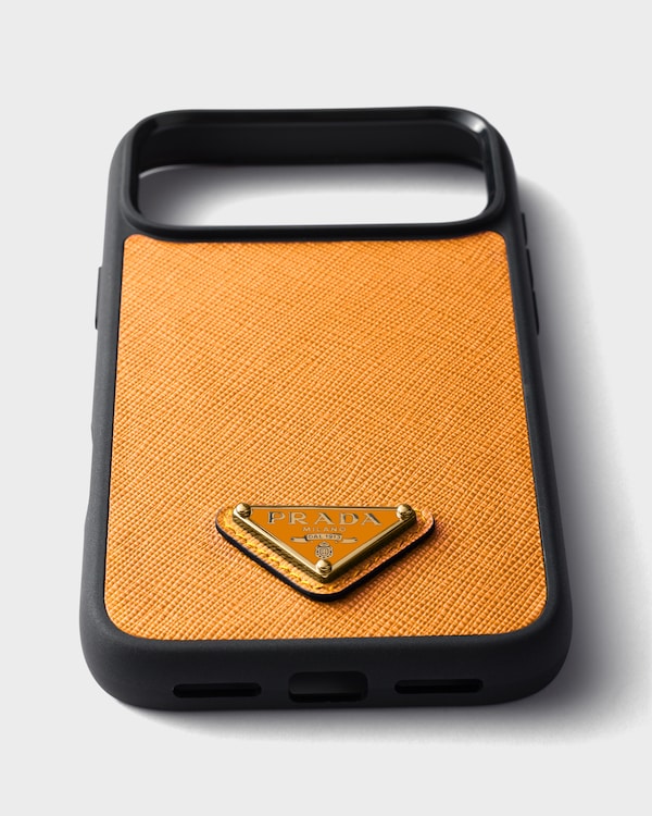 Saffiano leather case for iPhone 17 Pro Max - Amber Saffiano leather case for iPhone 17 Pro Max - Amber