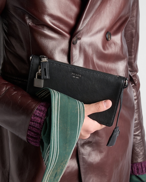 Antiqued leather pouch - Black Antiqued leather pouch - Black