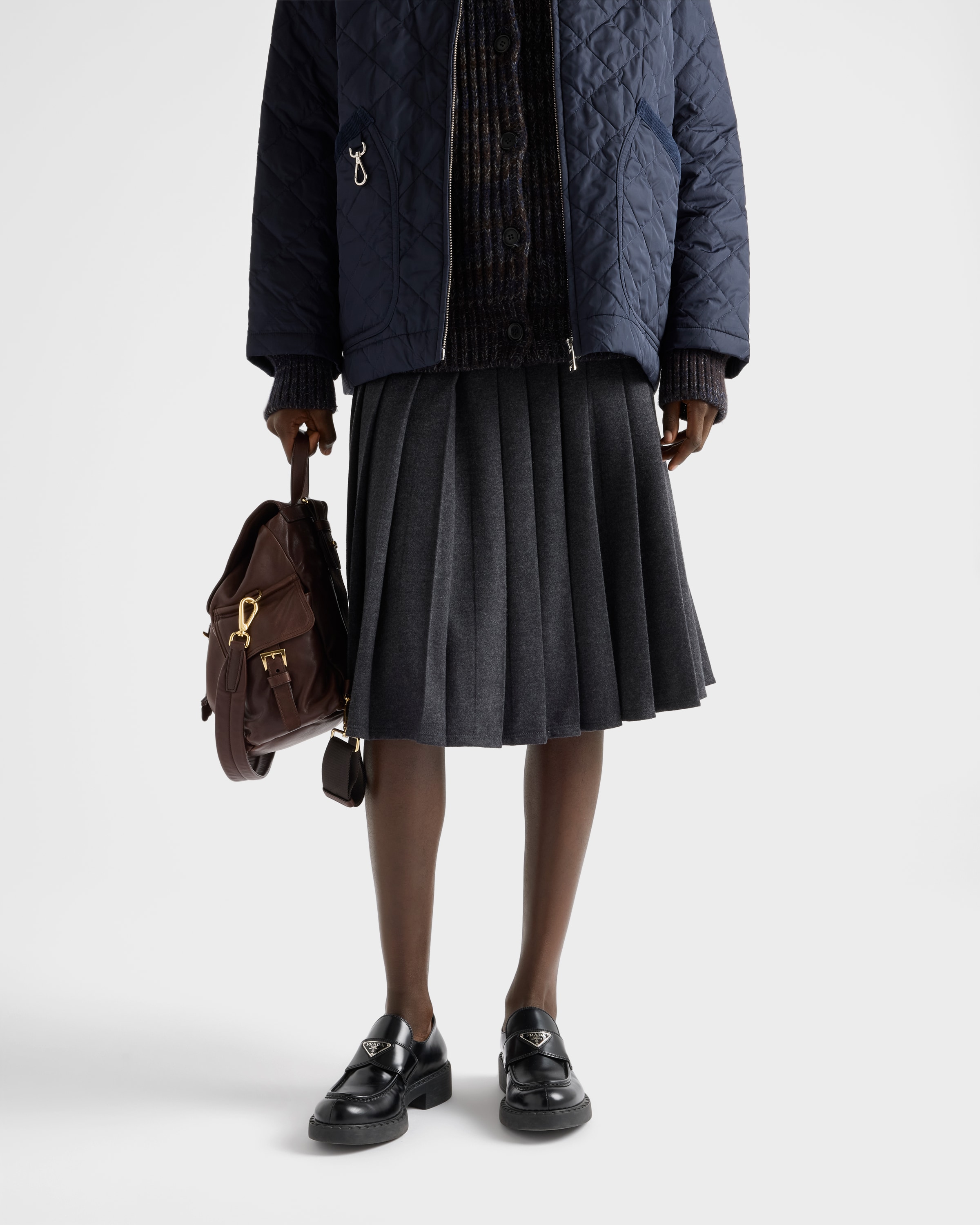 グレー プリーツ ジャージー スカート | PRADA