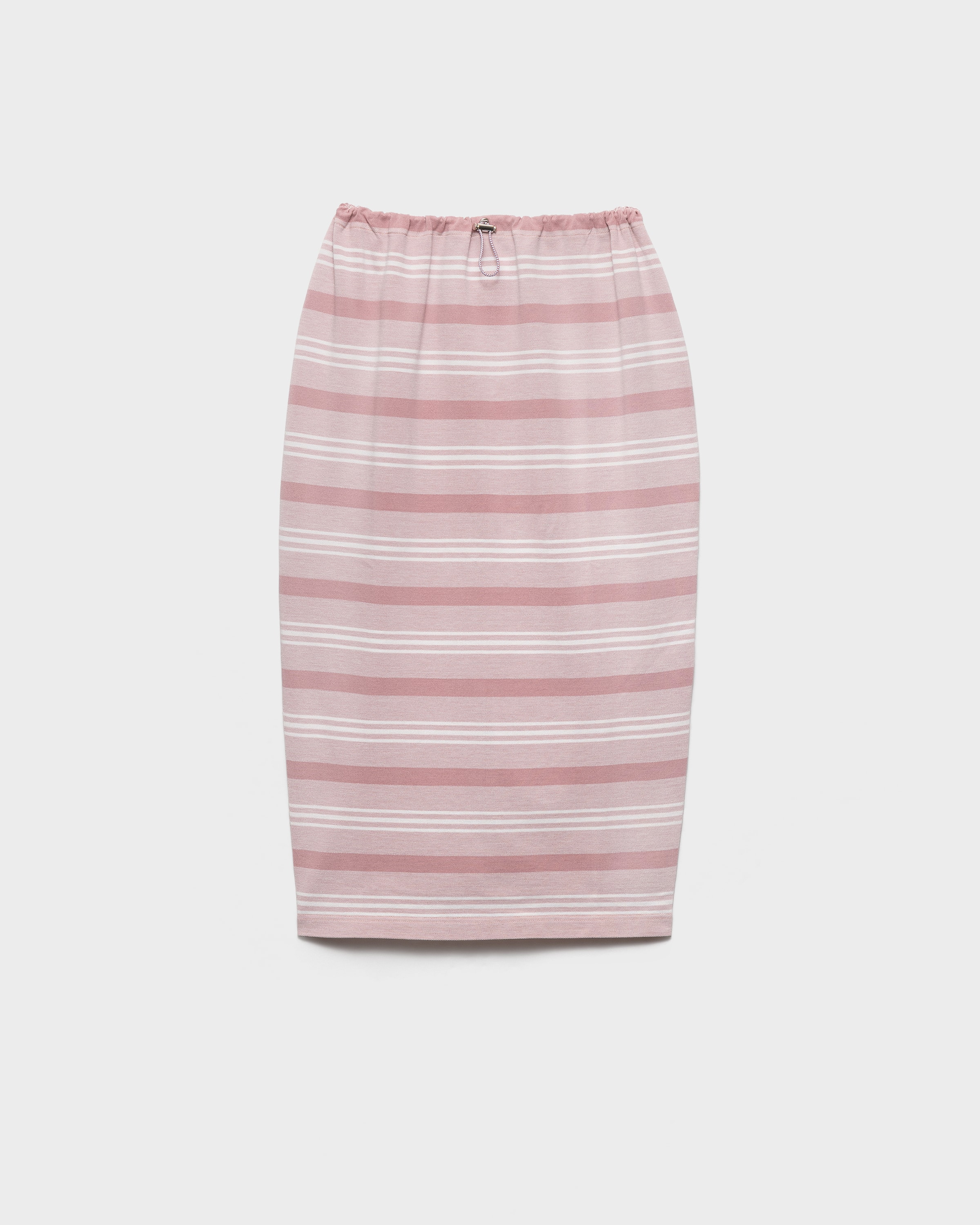 Prada Bayadere Print Piqué Skirt, Woman, Alabaster Pink, Size 36
