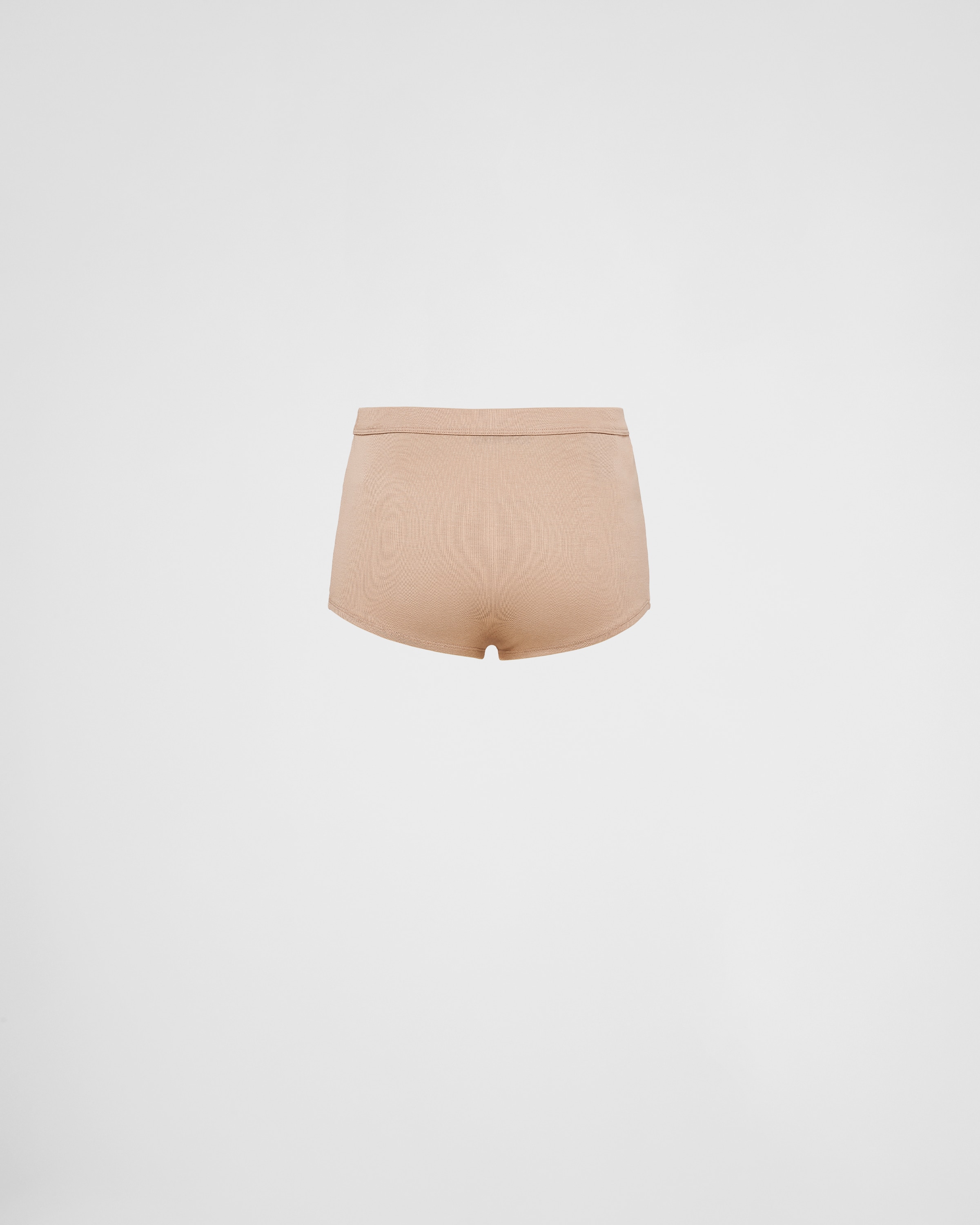 Khaki Ribbed Knit Boy Shorts | PRADA
