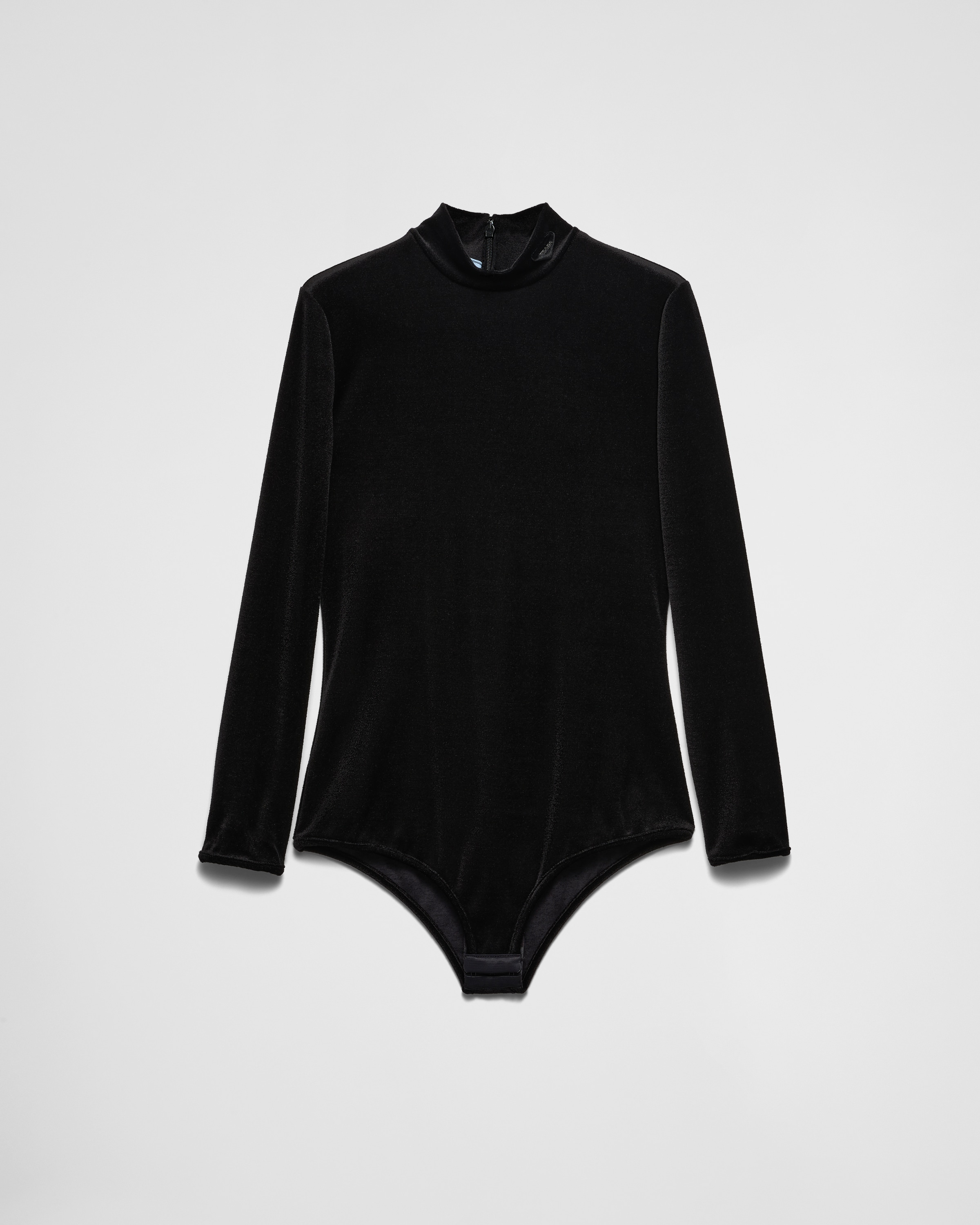Prada Velvet Jersey Bodysuit In Black