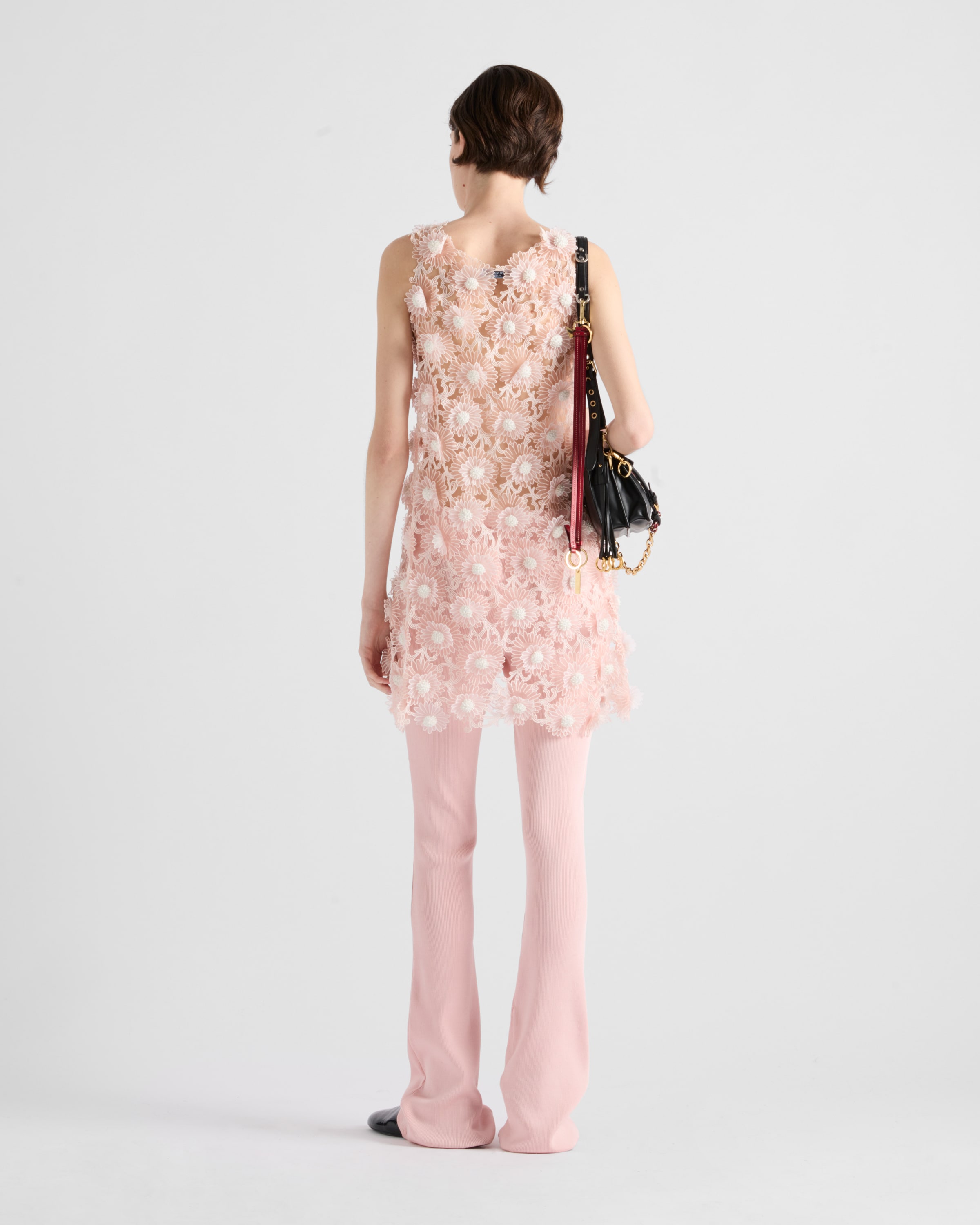 Alabaster Pink Ribbed jersey trousers | PRADA