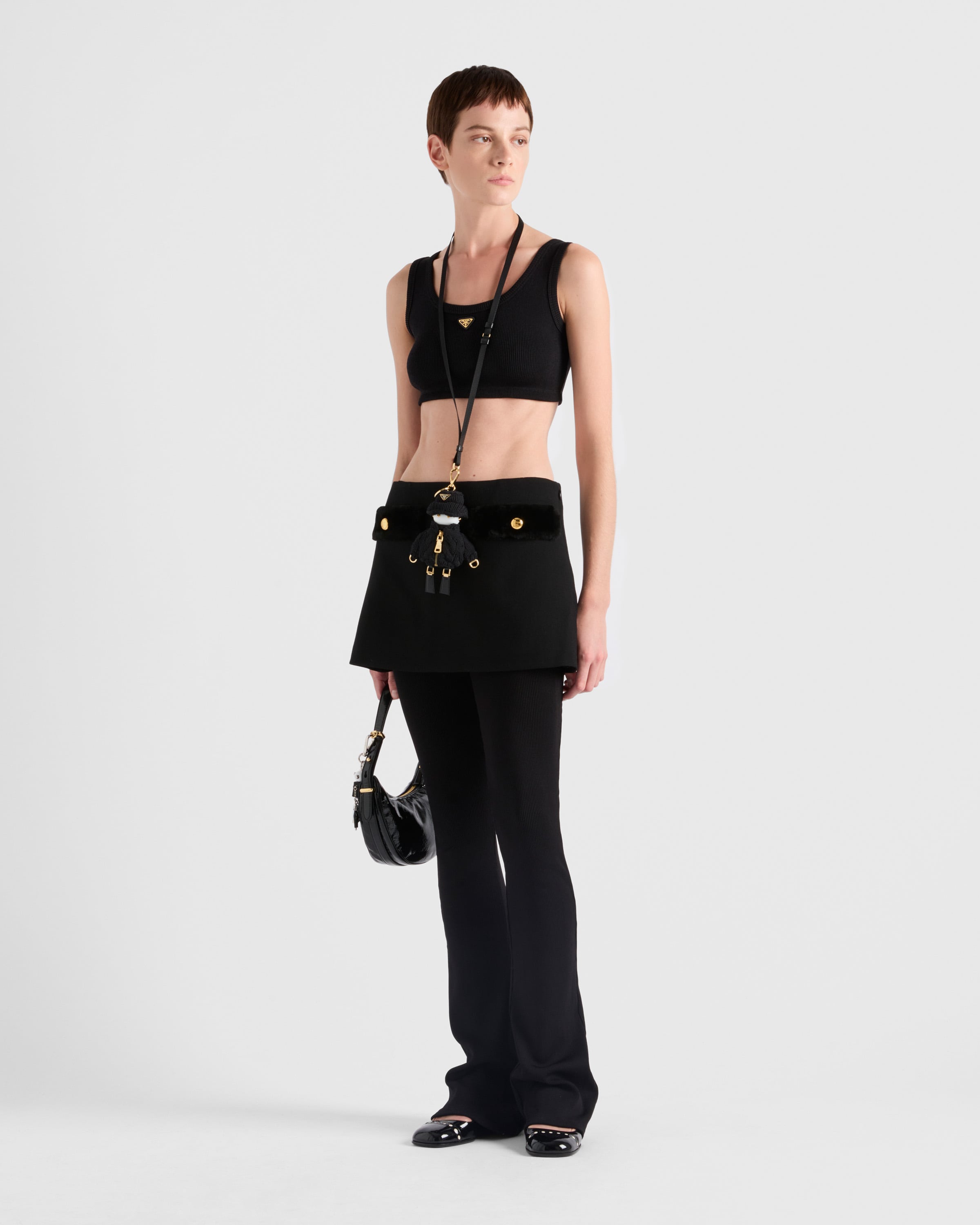 Shop Prada Ribbed Knit Jersey Pants In Black