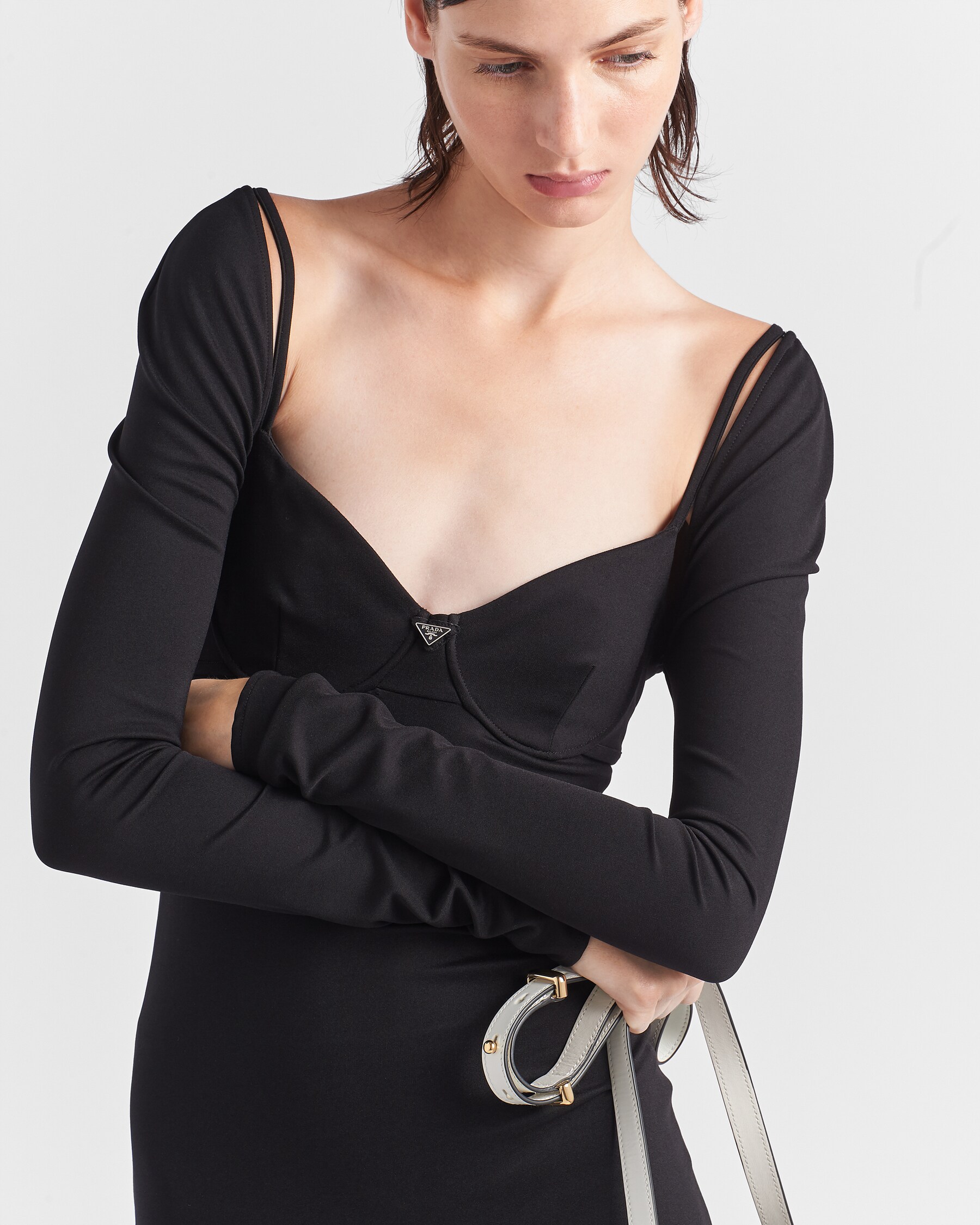 Prada 25 Sleeveless Dress Black and White Polyester main image 1