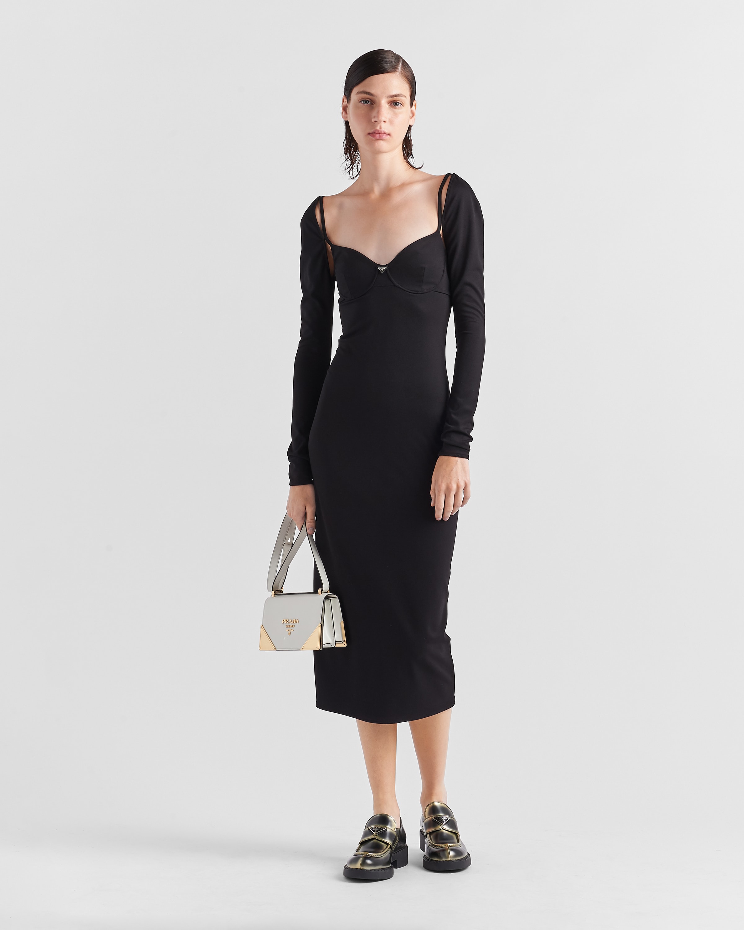Black Stretch Jersey Dress PRADA
