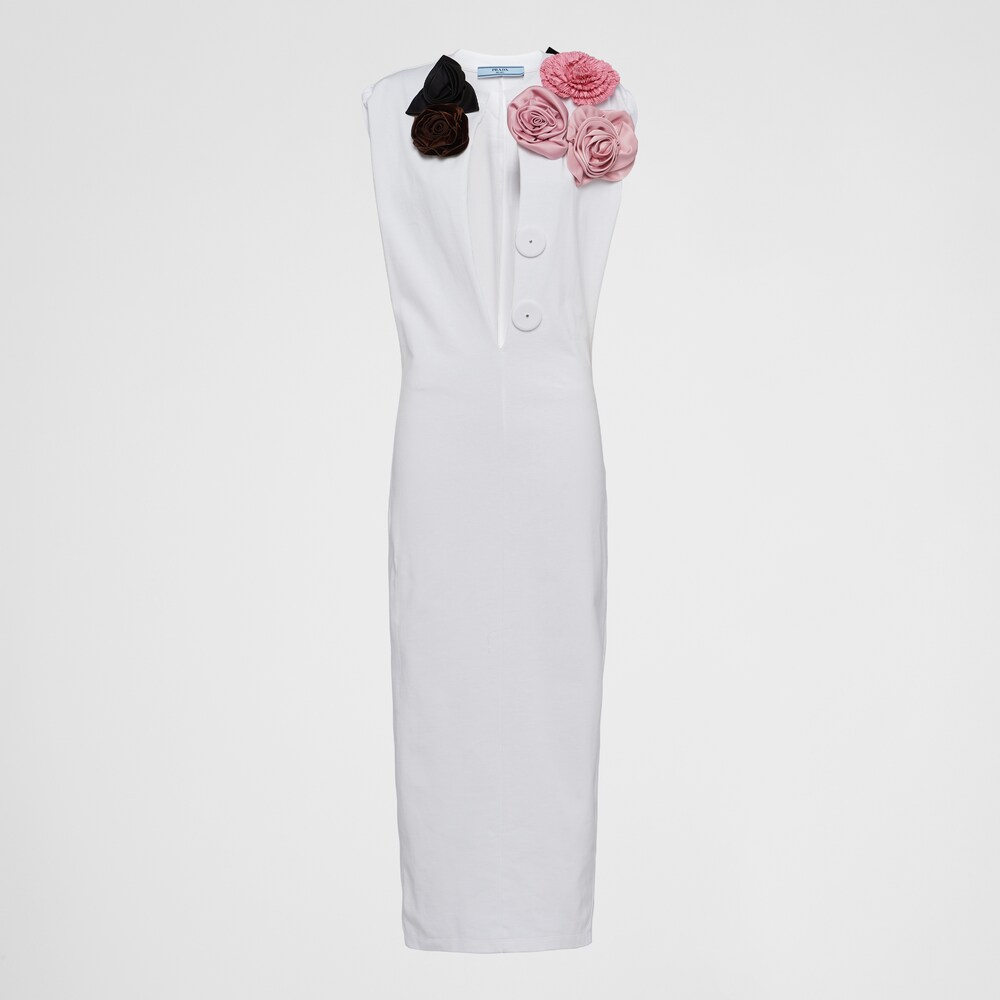 Prada Jersey dress with embroidered appliqué flowers 1