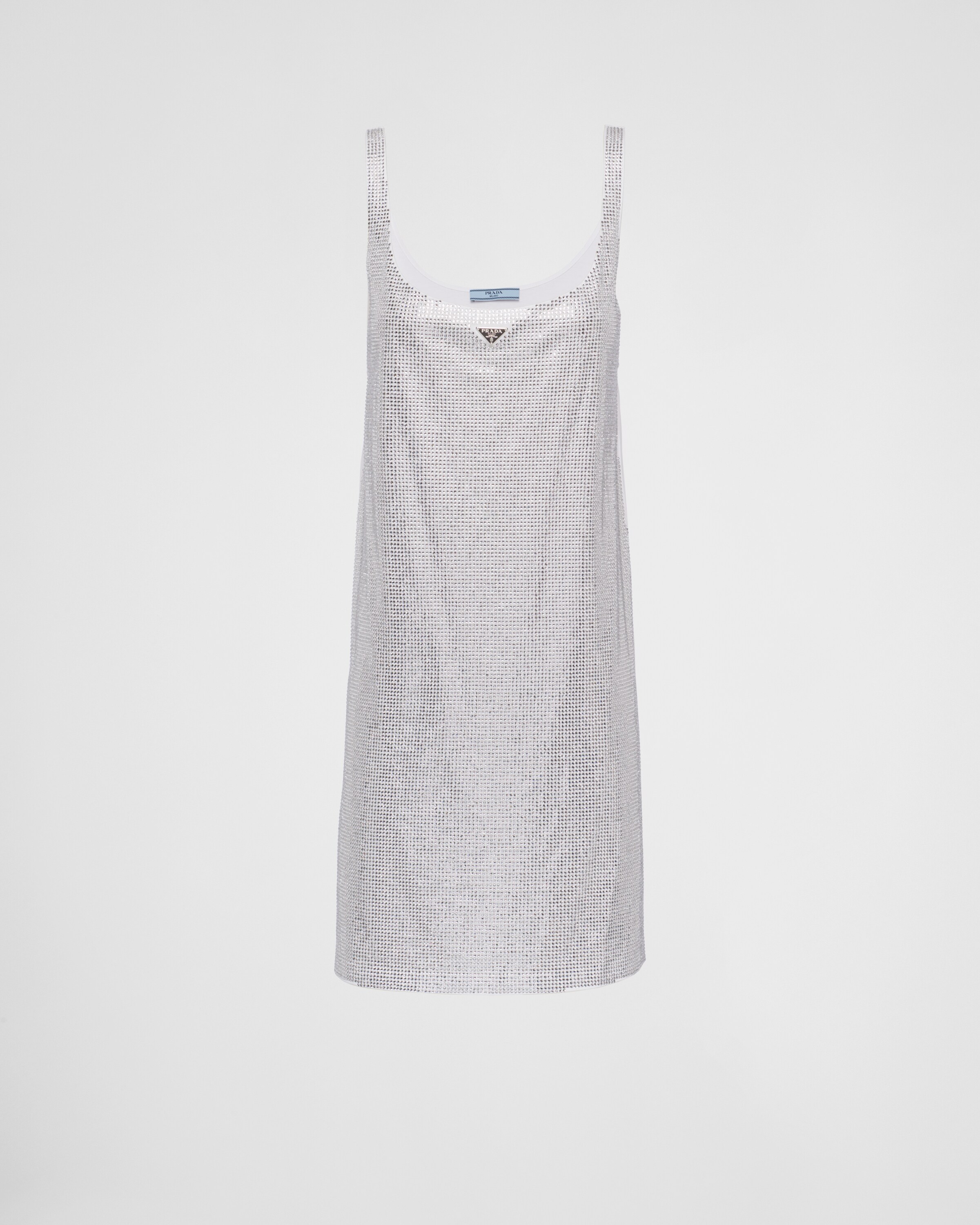 Prada Embroidered Jersey Dress In White