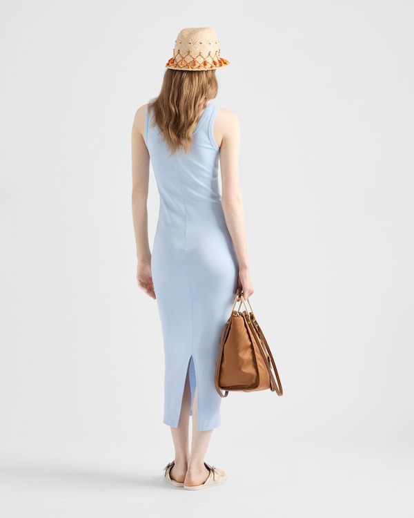 Robe en maille côtelée de coton - Bleu Ciel Robe en maille côtelée de coton - Bleu Ciel