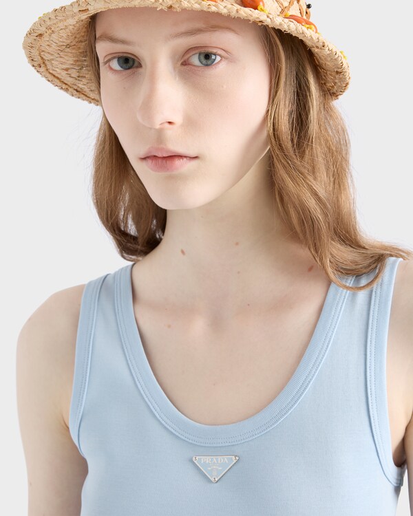 Robe en maille côtelée de coton - Bleu Ciel Robe en maille côtelée de coton - Bleu Ciel