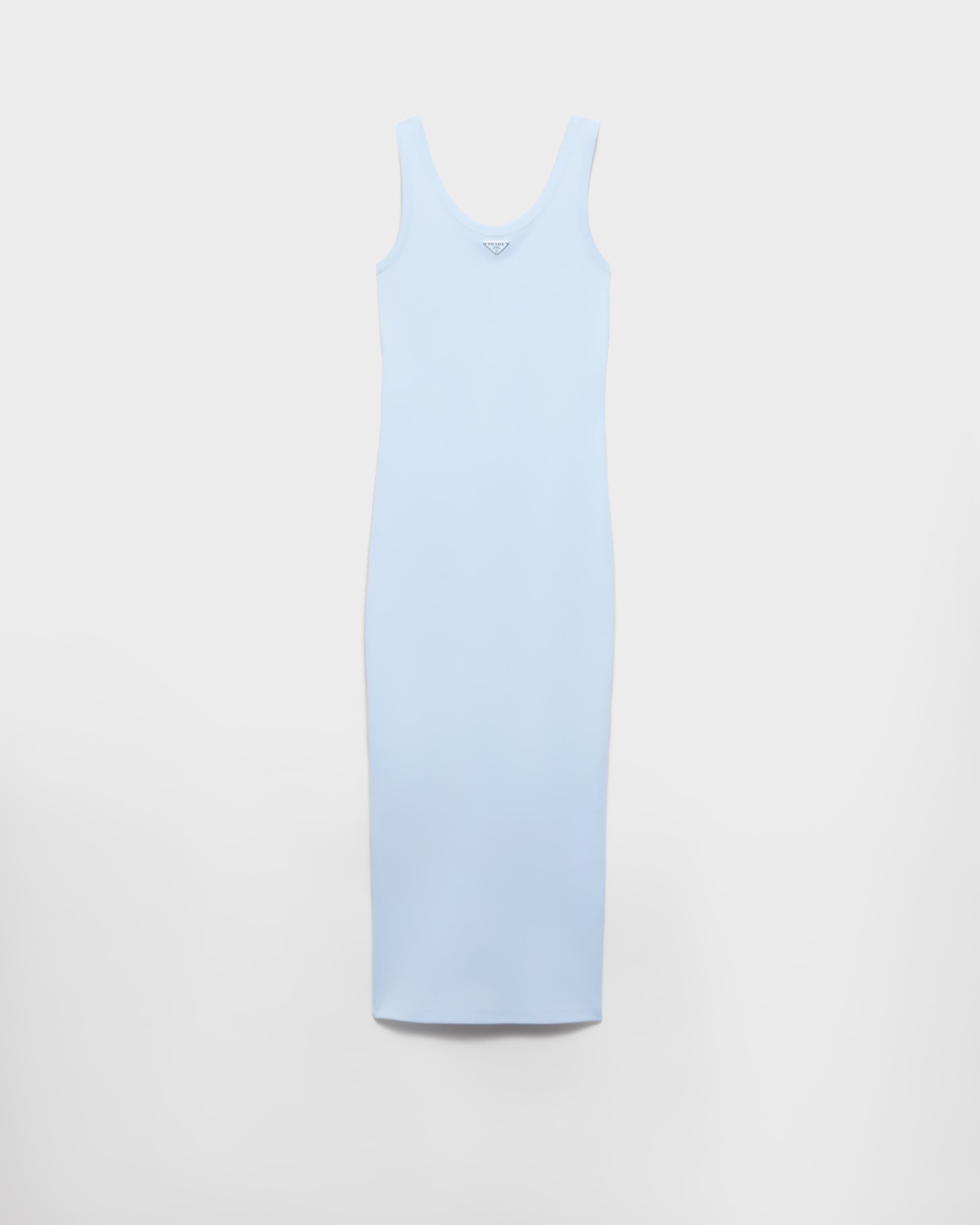 Sky Blue Ribbed knit cotton dress | PRADA Sky Blue Ribbed knit cotton dress | PRADA